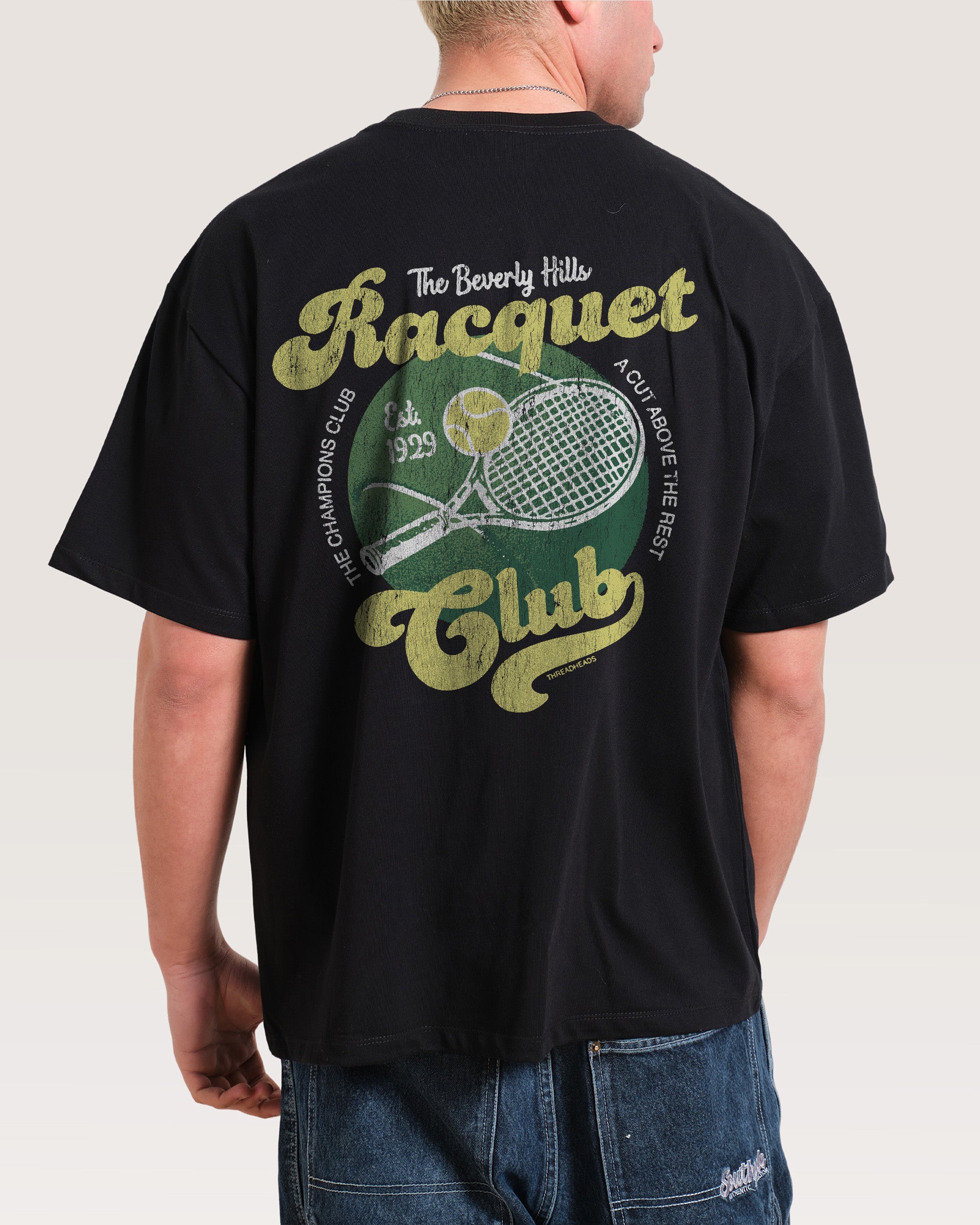 Beverly Hills Racquet Club Black Oversized Tee