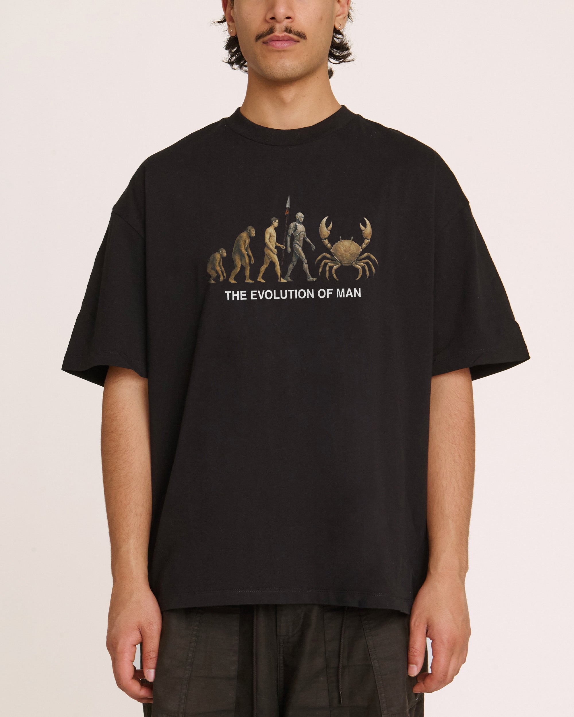 Evolution of Man Black Oversized Tee