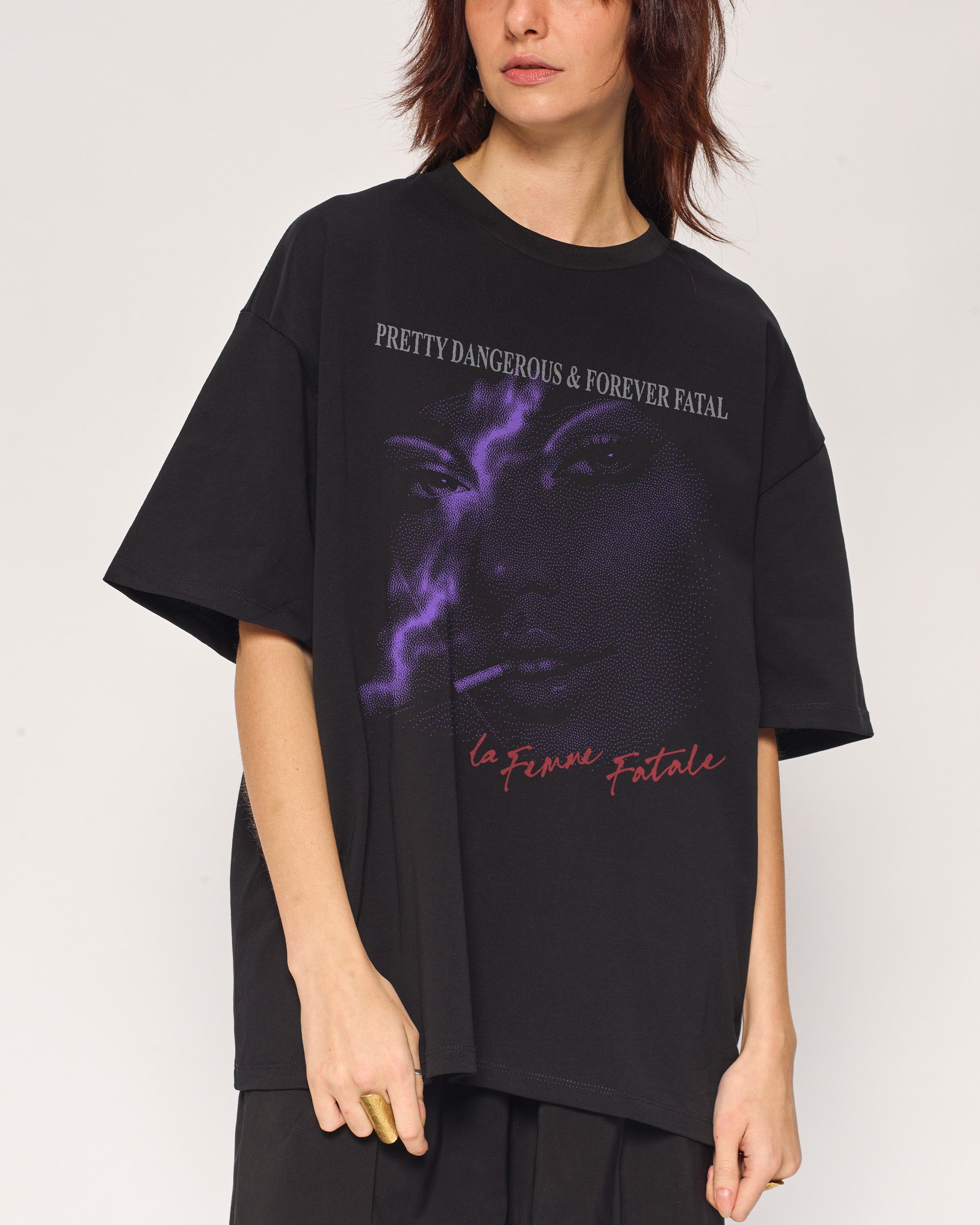 La Femme Fatale Black Oversized Tee