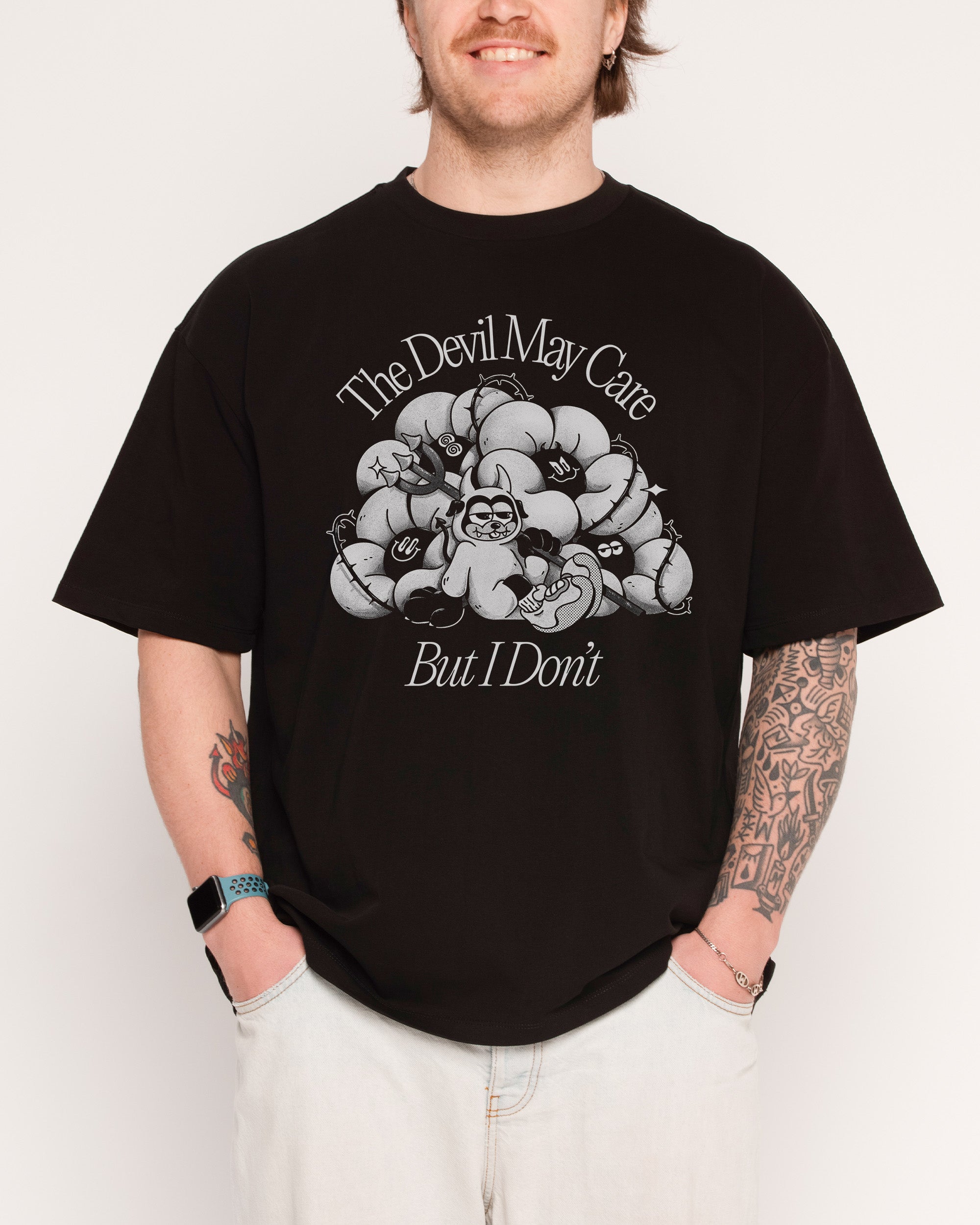 Devil May Care Black Oversized Tee