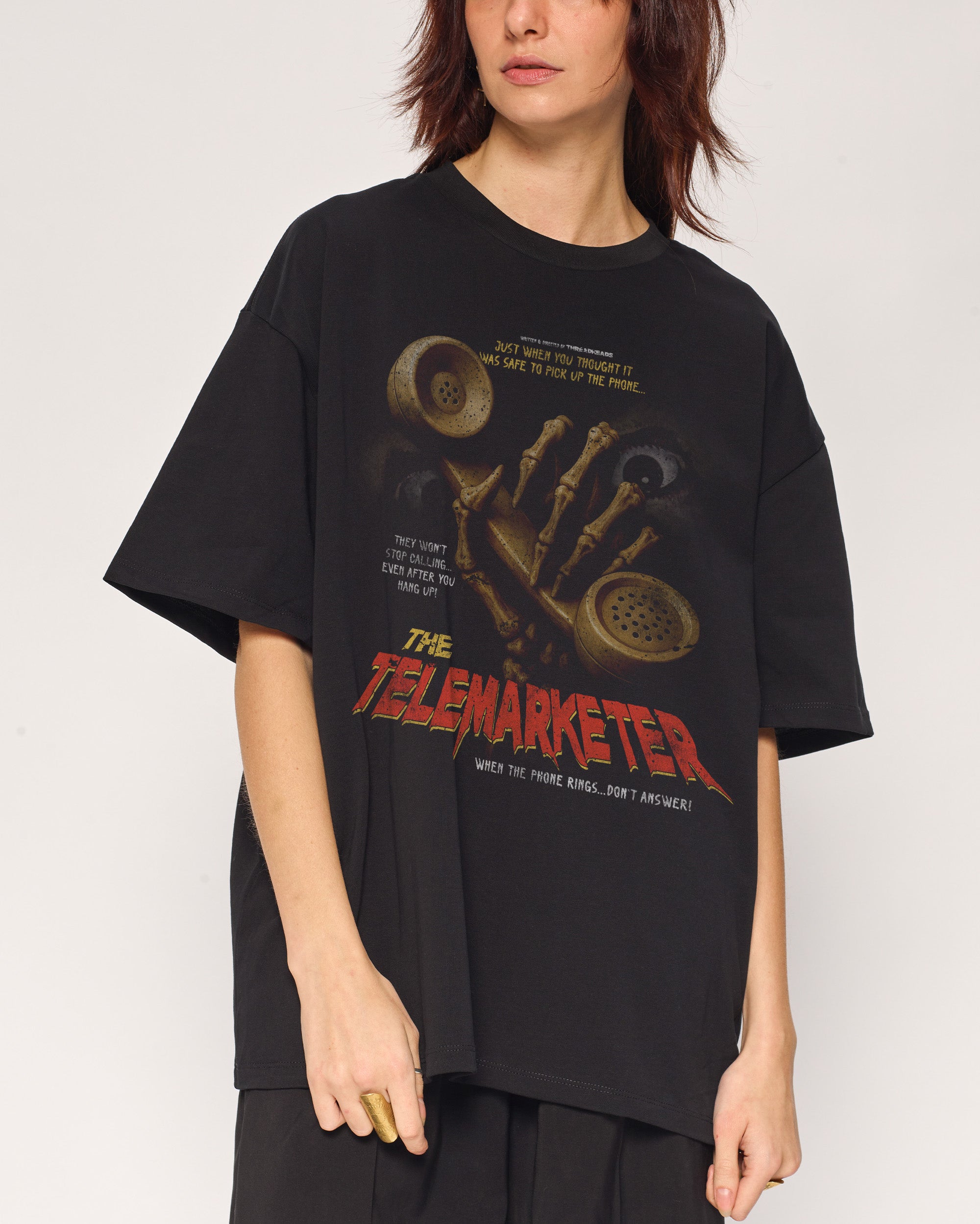 The Telemarketer Black Oversized Tee