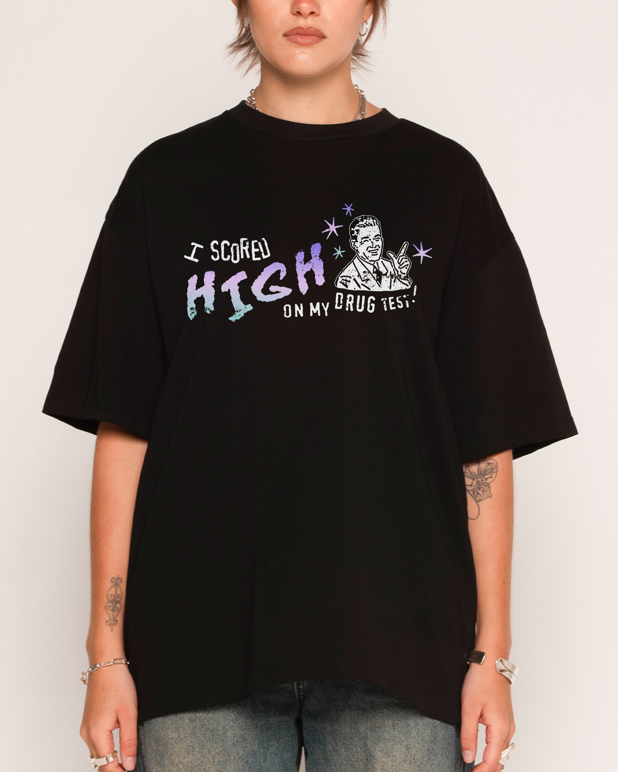 High Achiever Black Oversized Tee