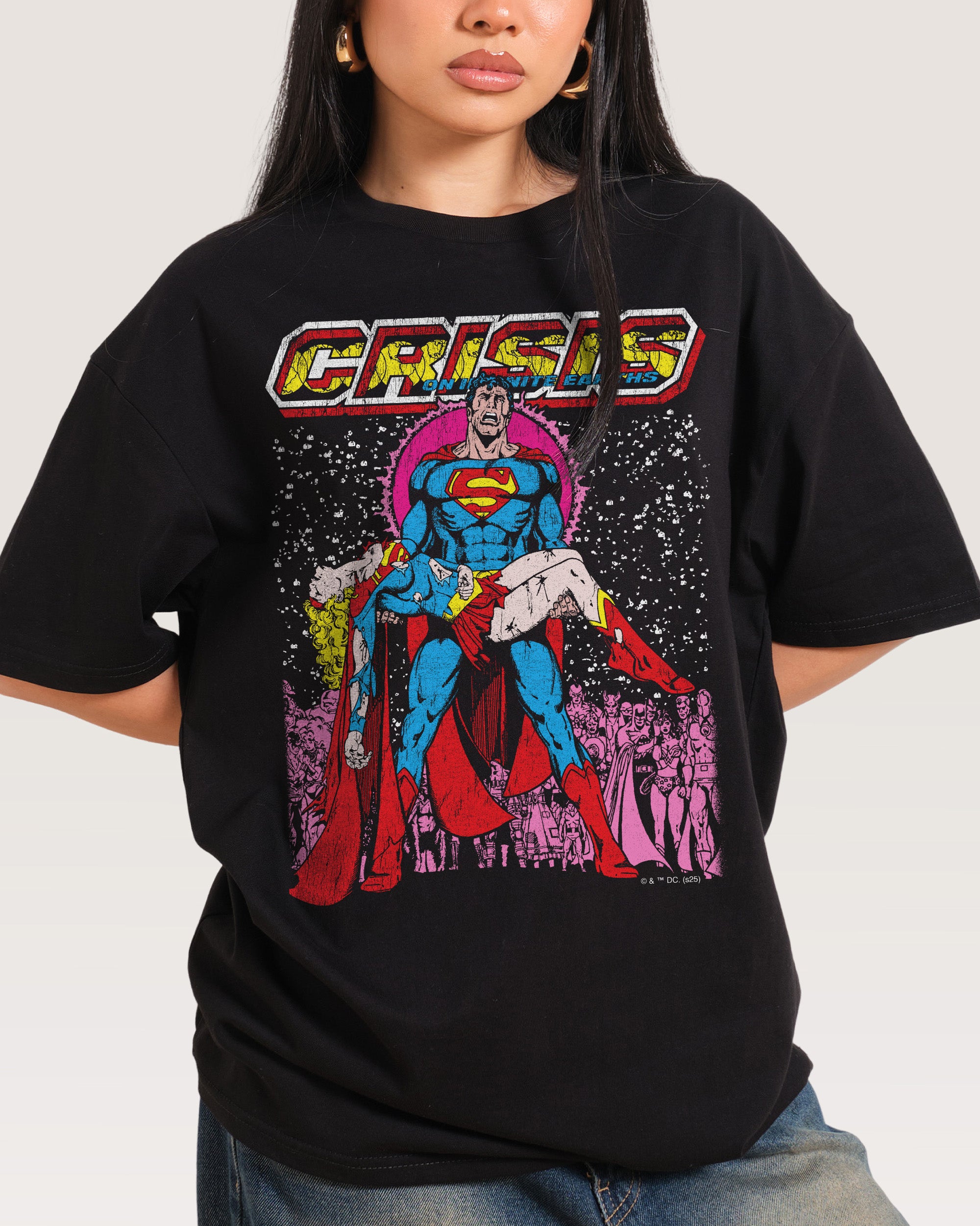 Superman Crisis Black Oversized Tee
