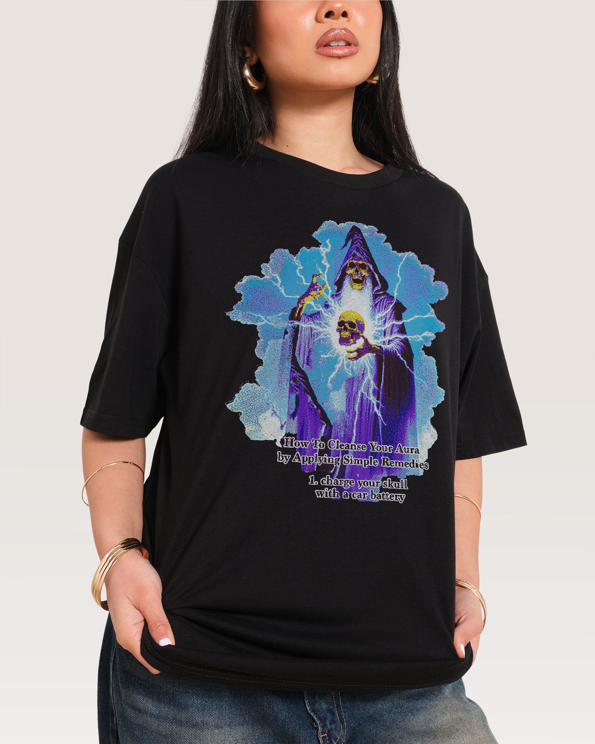Aura Skull Black Oversized Tee