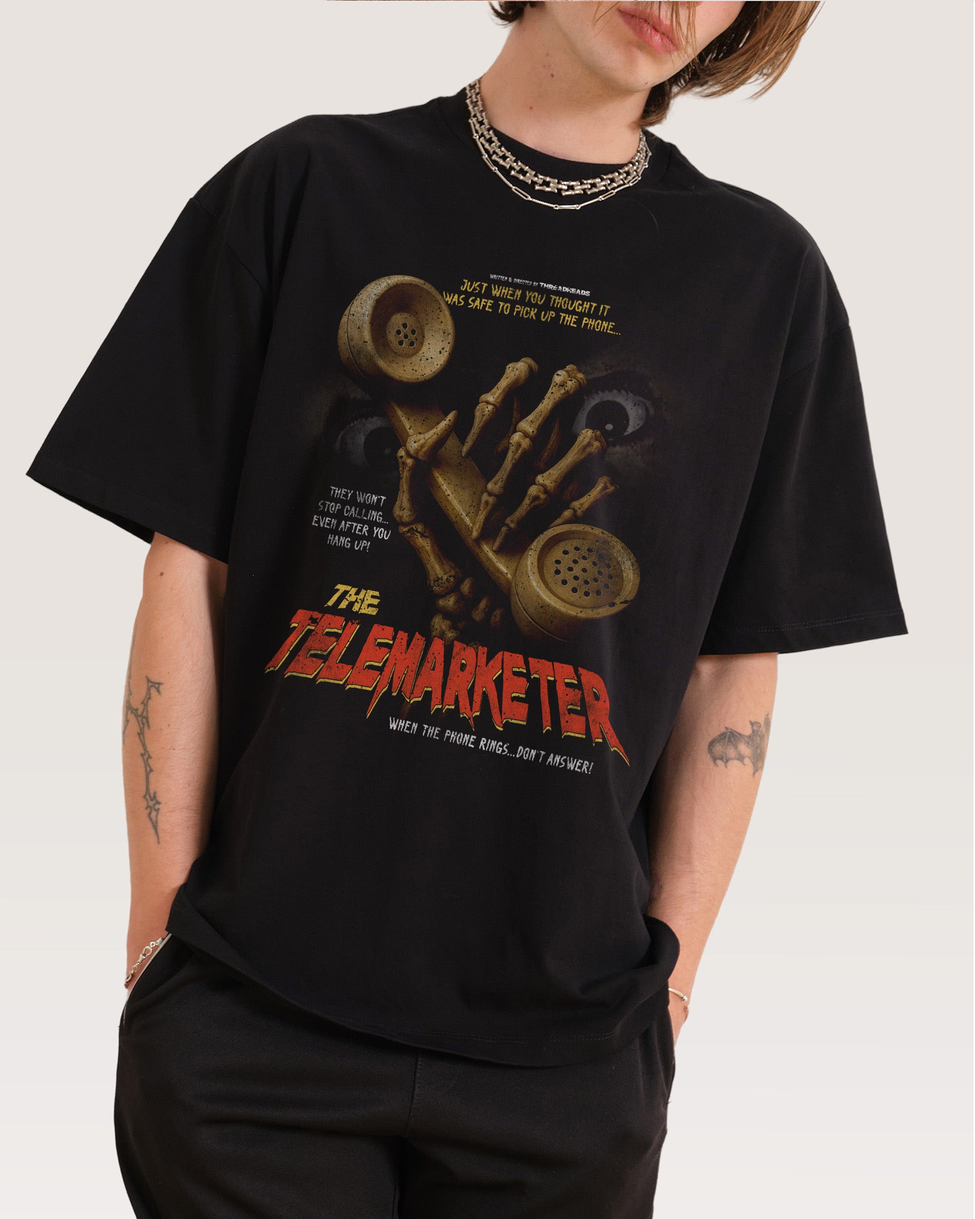 The Telemarketer Black Oversized Tee