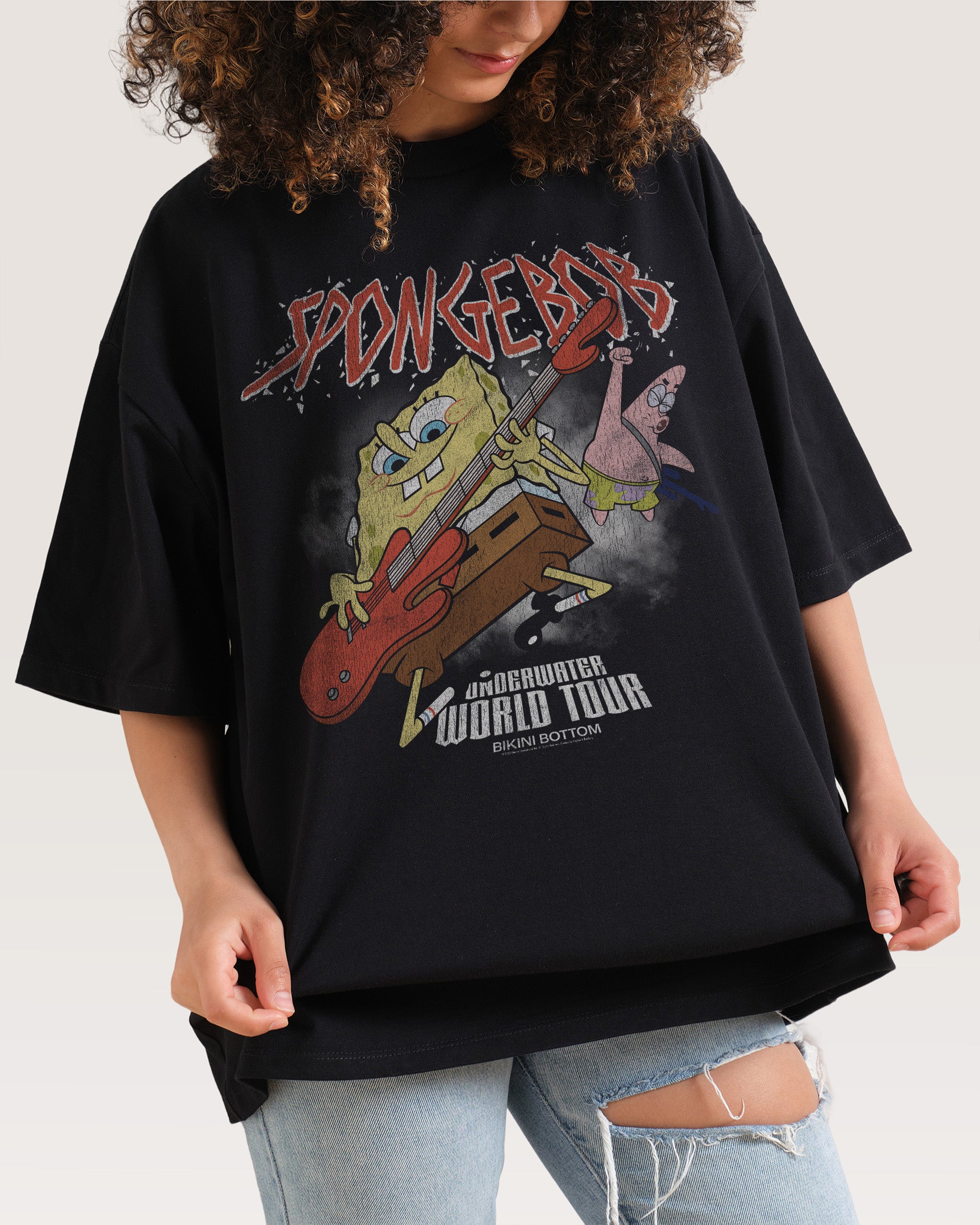 Spongebob’s World Tour Black Oversized Tee