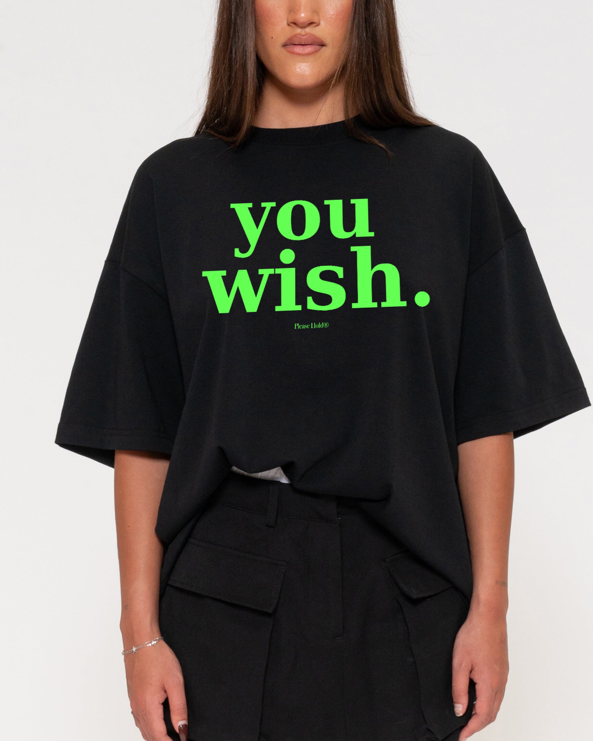 You Wish Black Boxy Crop Tee