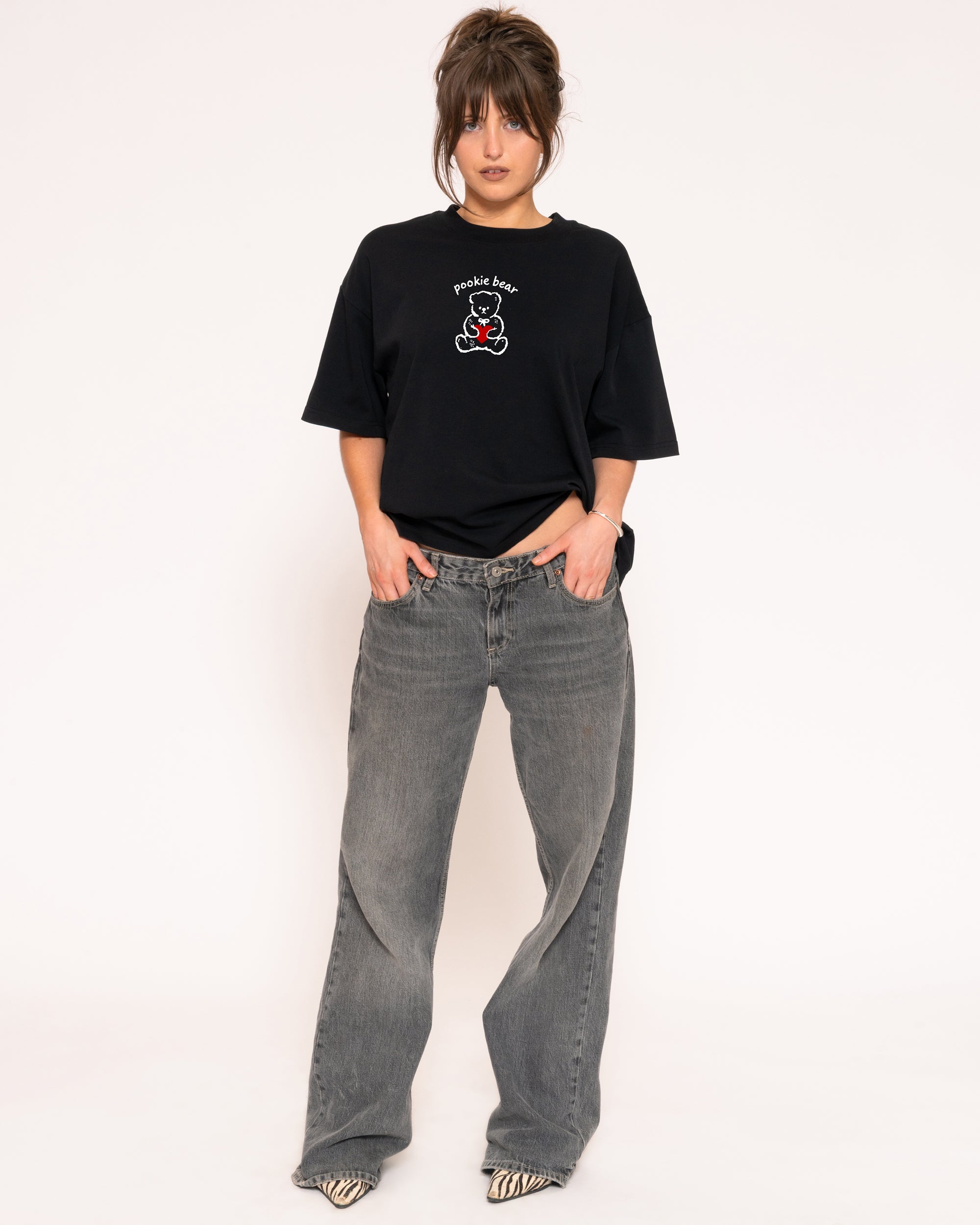 Pookie Bear Black Boxy Crop Tee