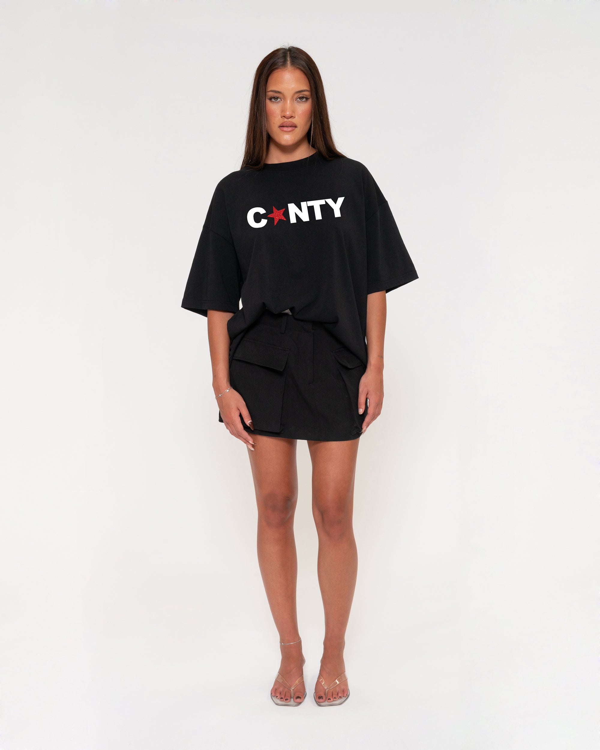 C*NTY Black Boxy Crop Tee