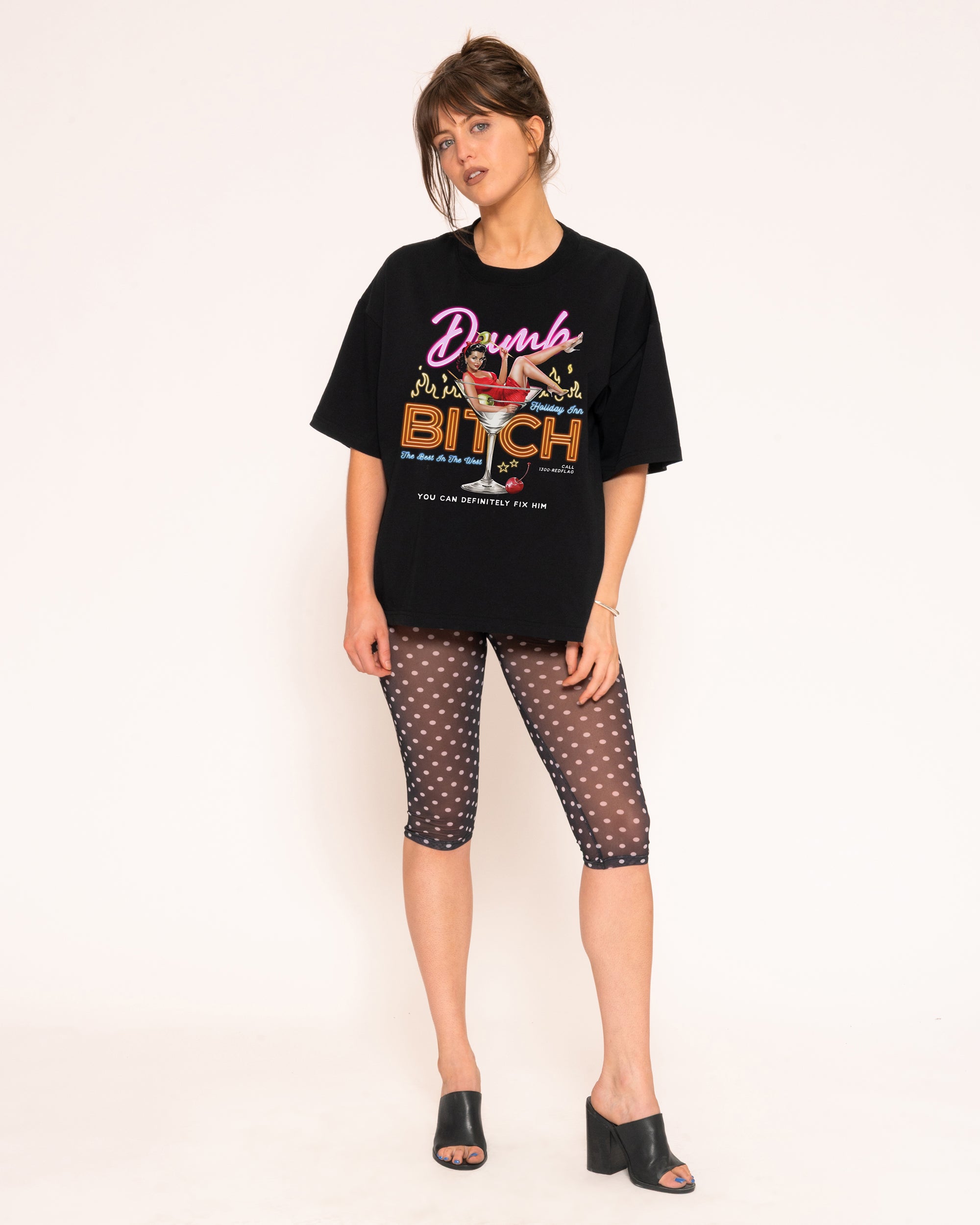Dumb Bitch Hotel Black Boxy Crop Tee
