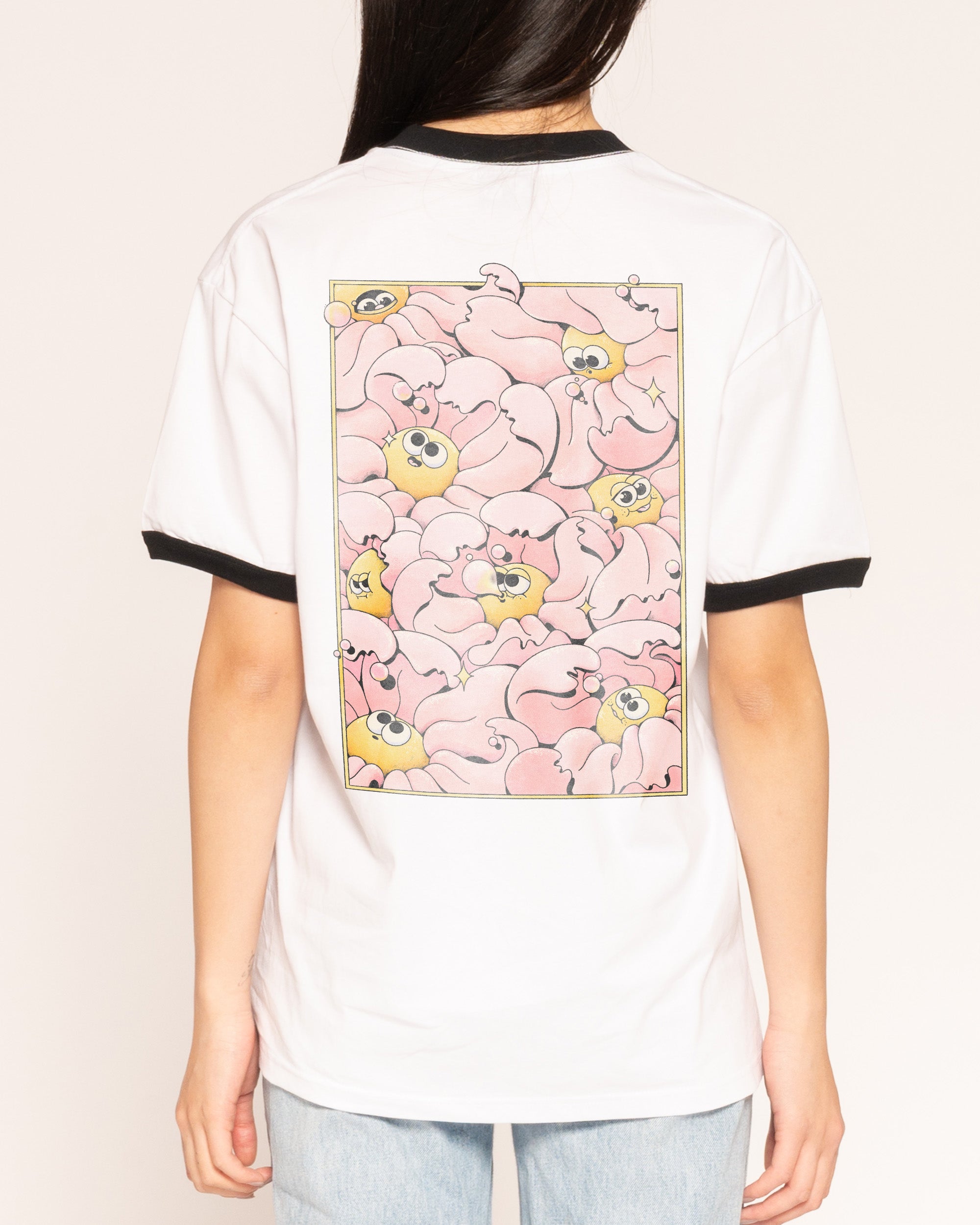 Bubble Blossom Black Ringer T-Shirt