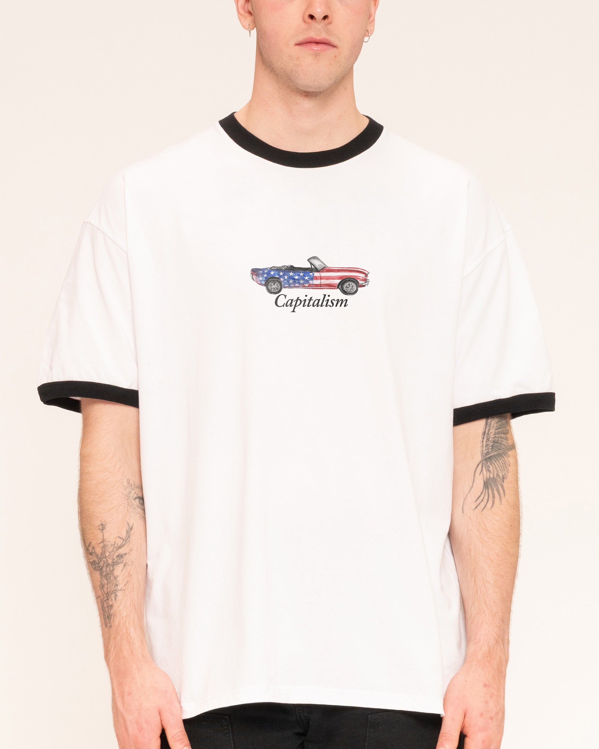 Capitalism Black Ringer T-Shirt