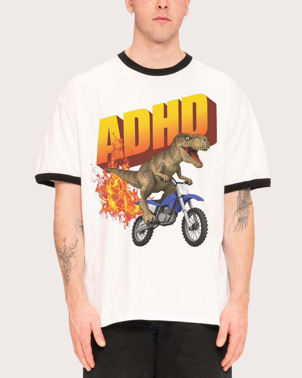 ADHD Black Ringer T-Shirt
