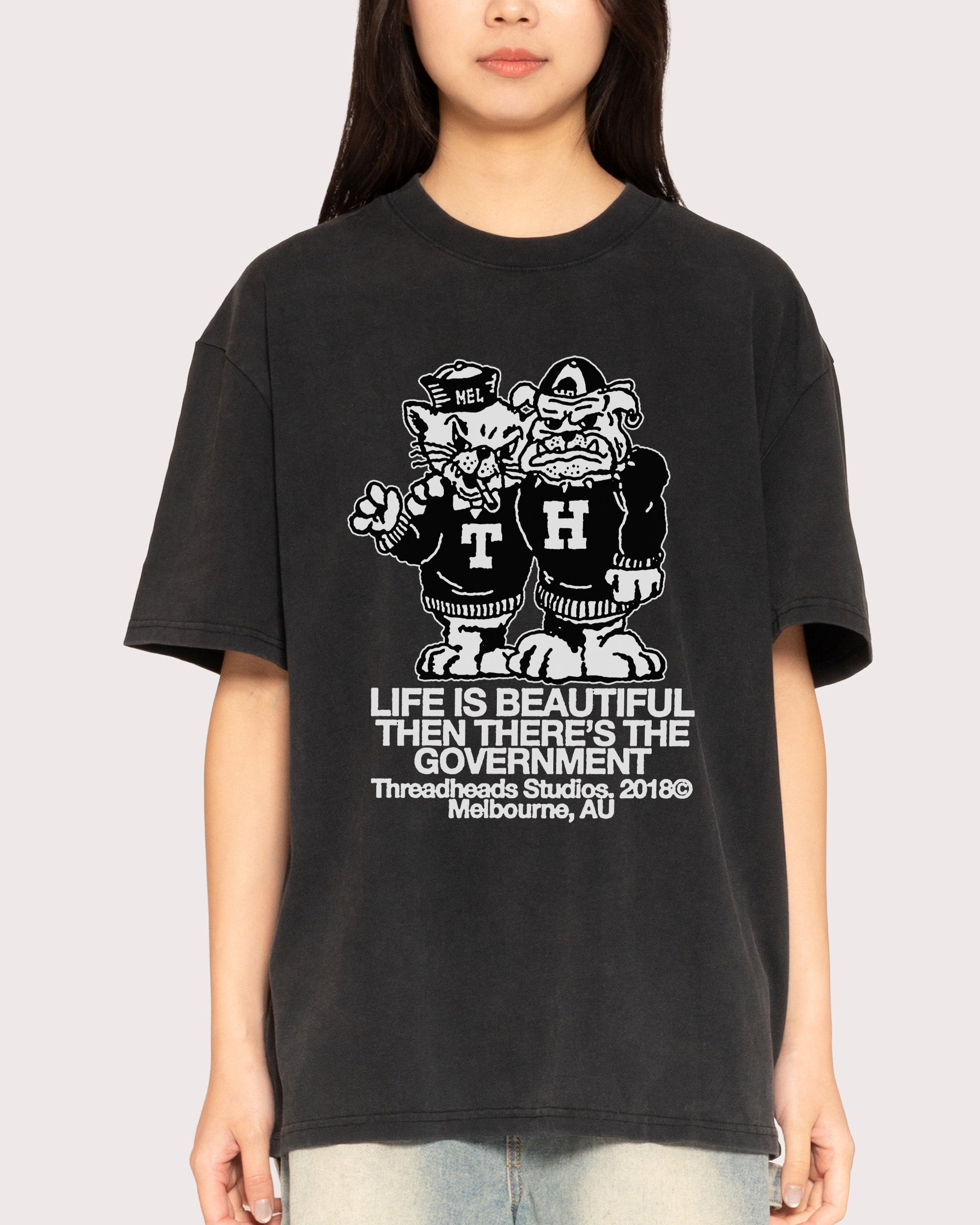 Life is Beautiful Black Stone Oversized Tee