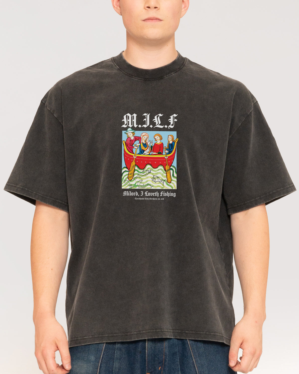 Milord, I Love Fishing Black Stone Oversized Tee
