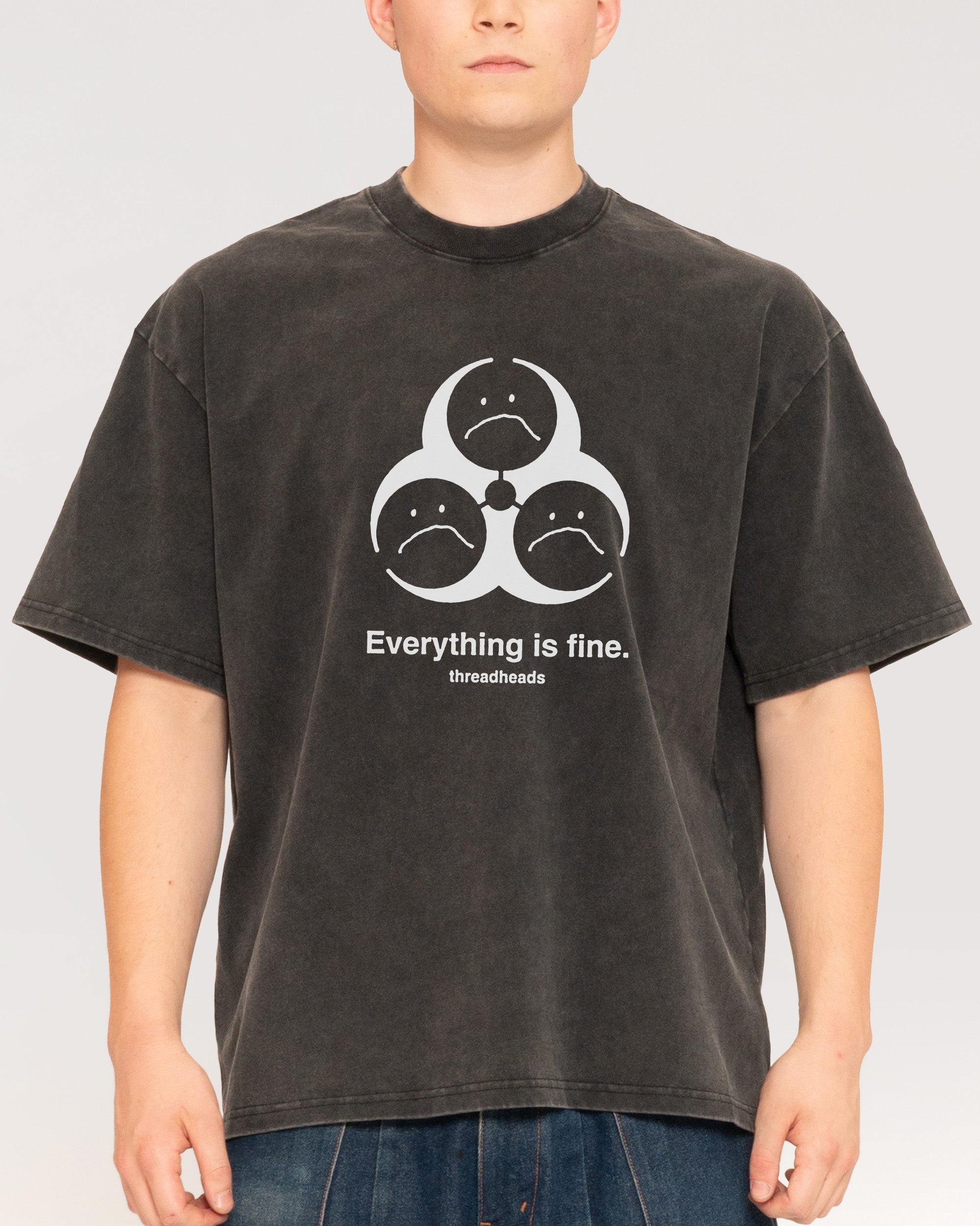 Everything Is Fine Biohazard Black Stone Oversized Tee