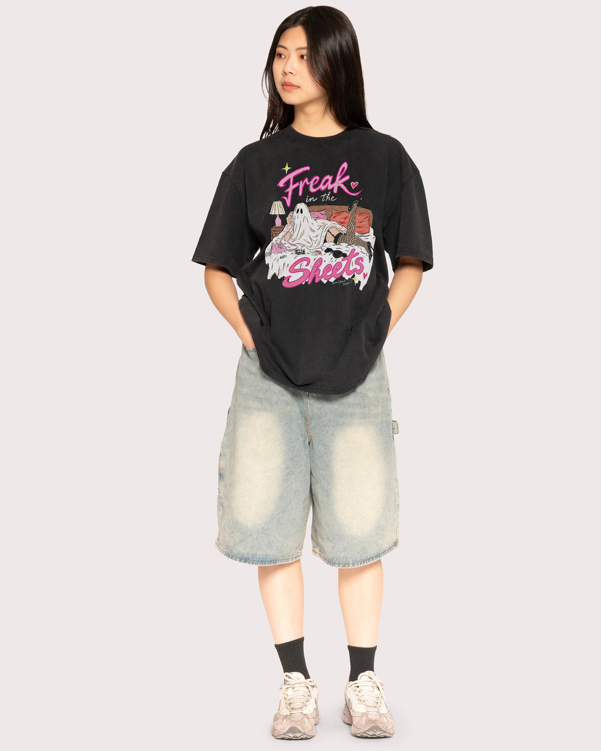 Freak in the Sheets Ghost Black Stone Oversized Tee