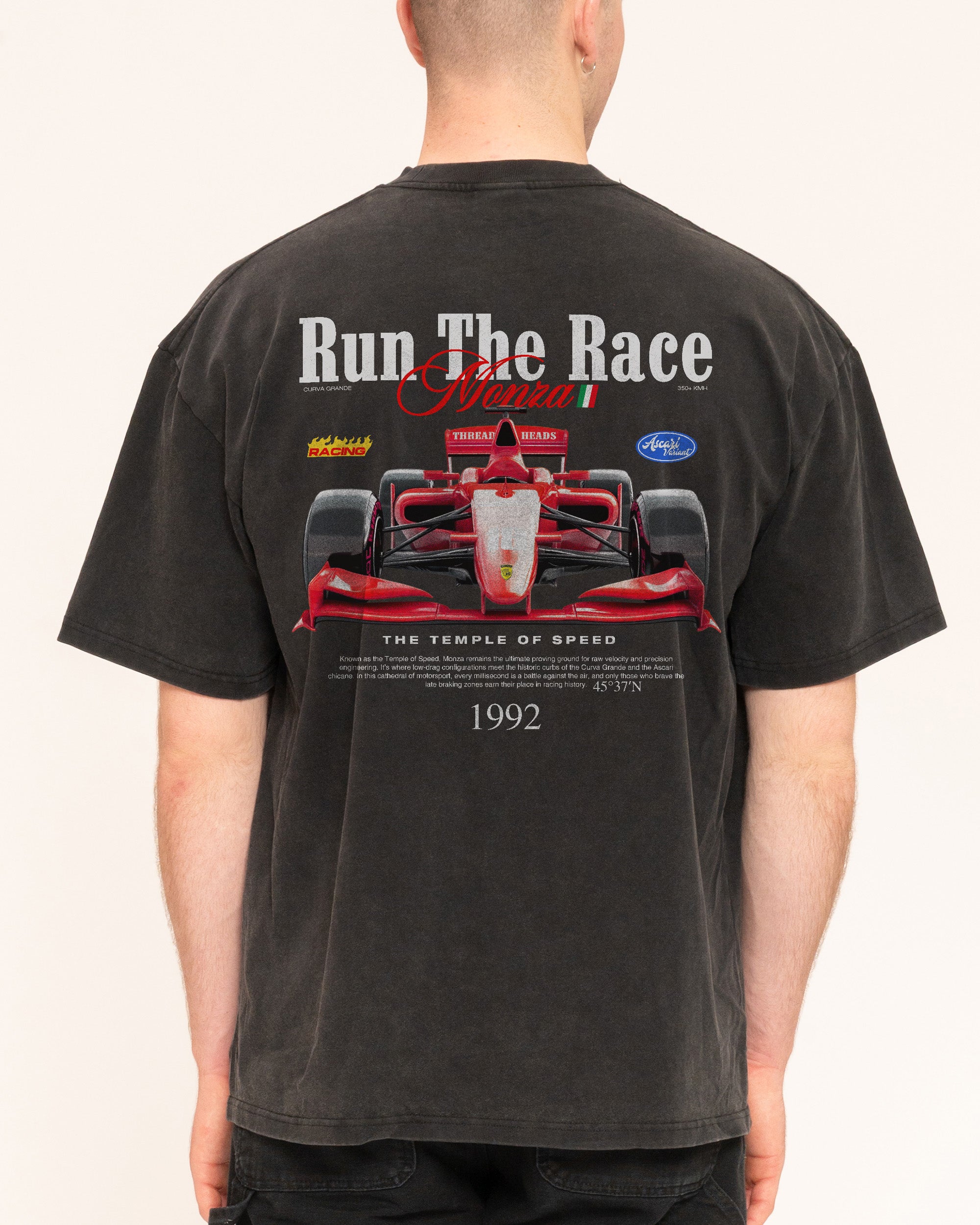 Run the Race Black Oversized Tee