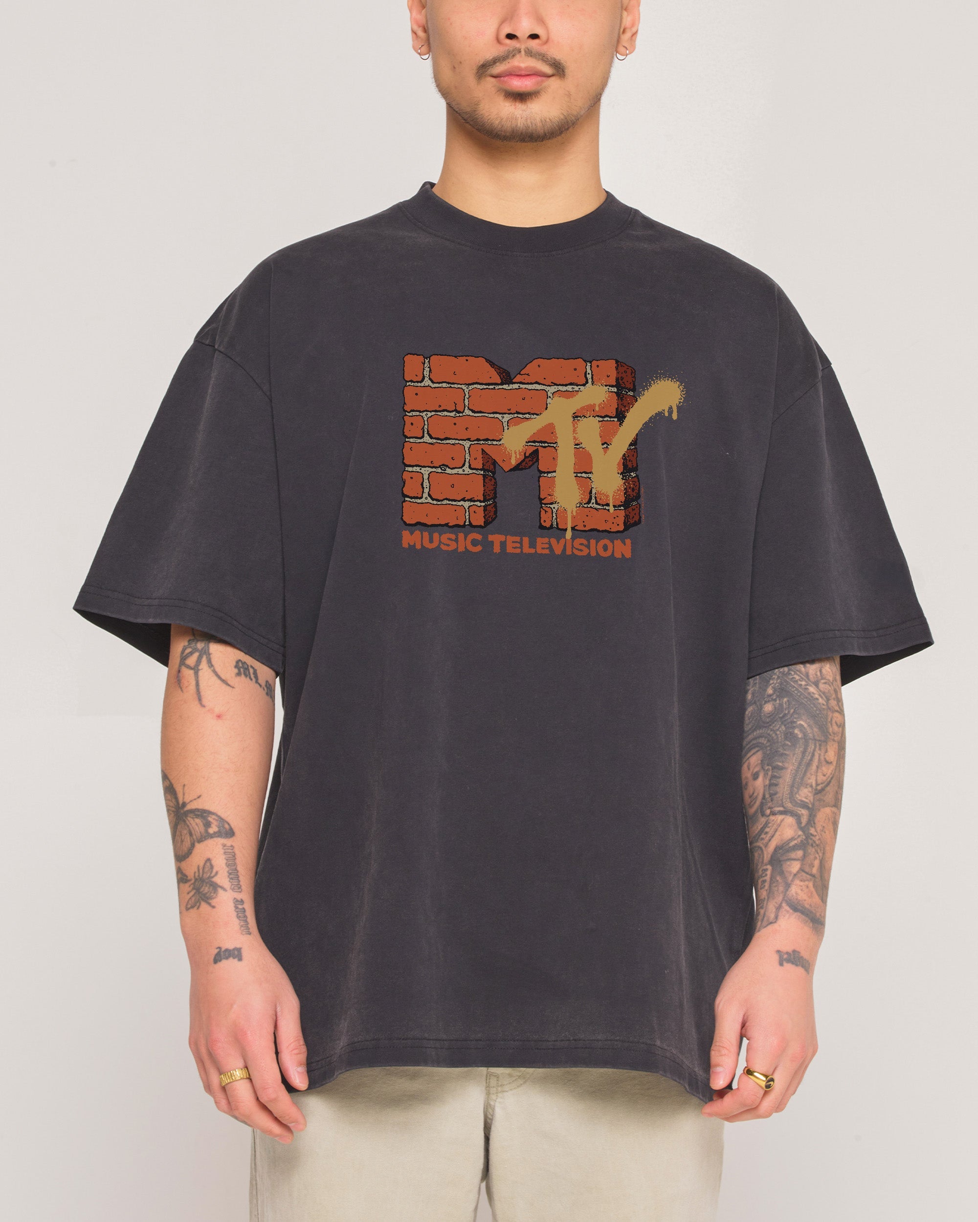 Urban MTV Logo Black Wash Tee