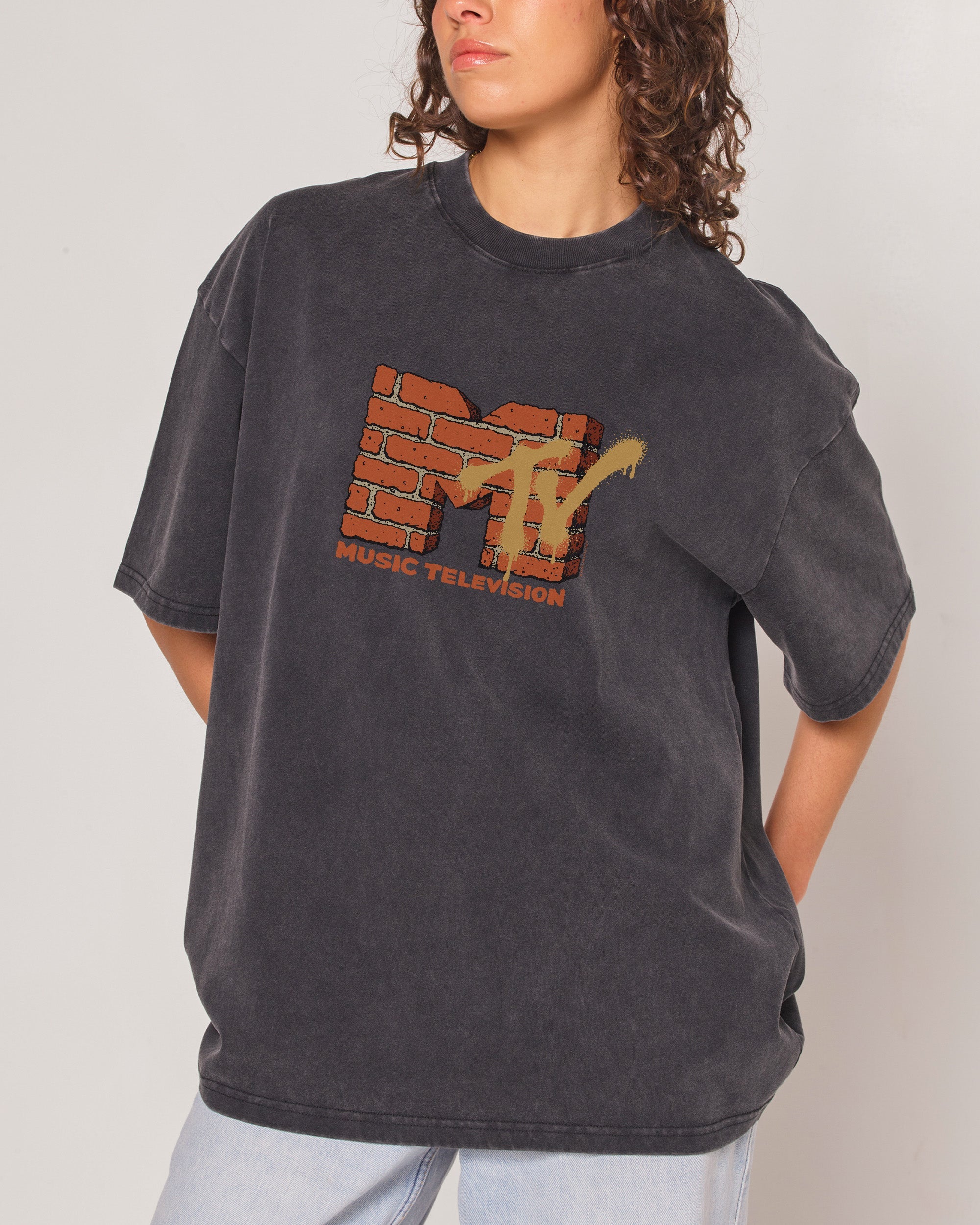 Urban MTV Logo Black Wash Tee