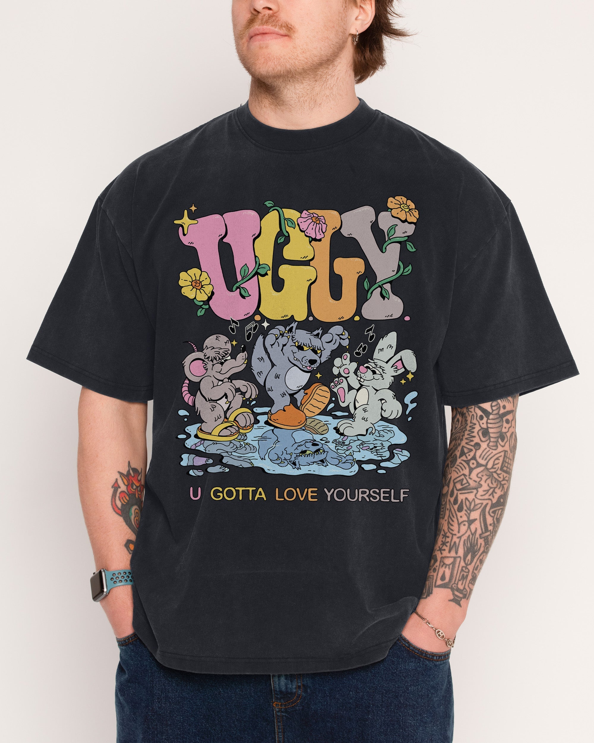 You Gotta Love Yourself Black Wash Tee