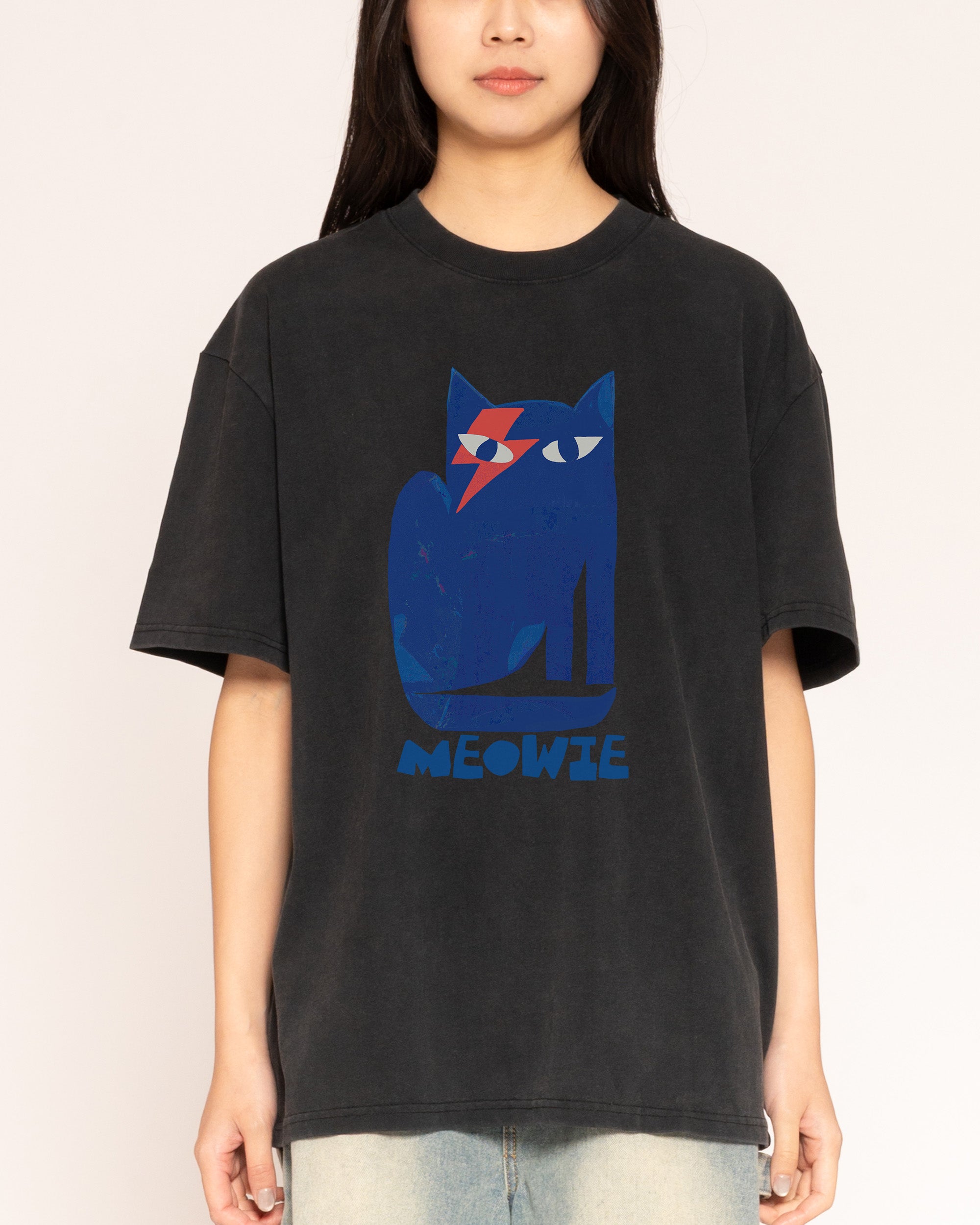 Meowie Black Oversized Tee
