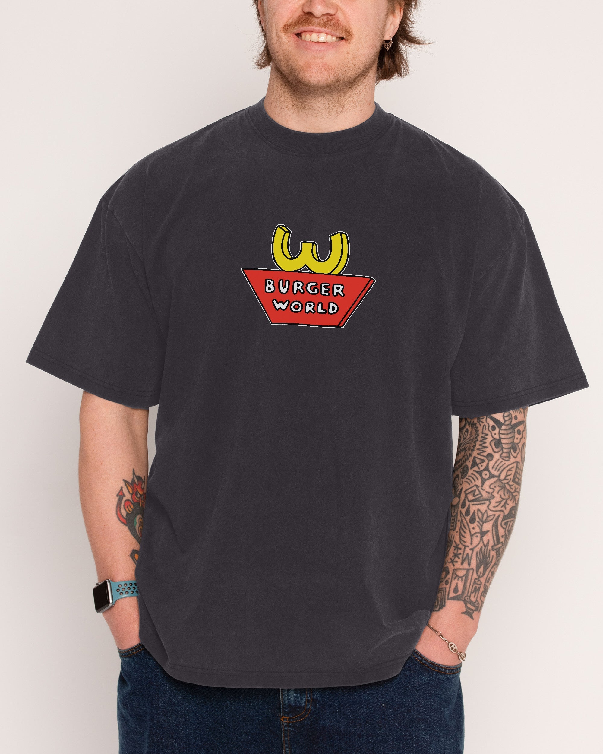 Burger World Black Wash Tee