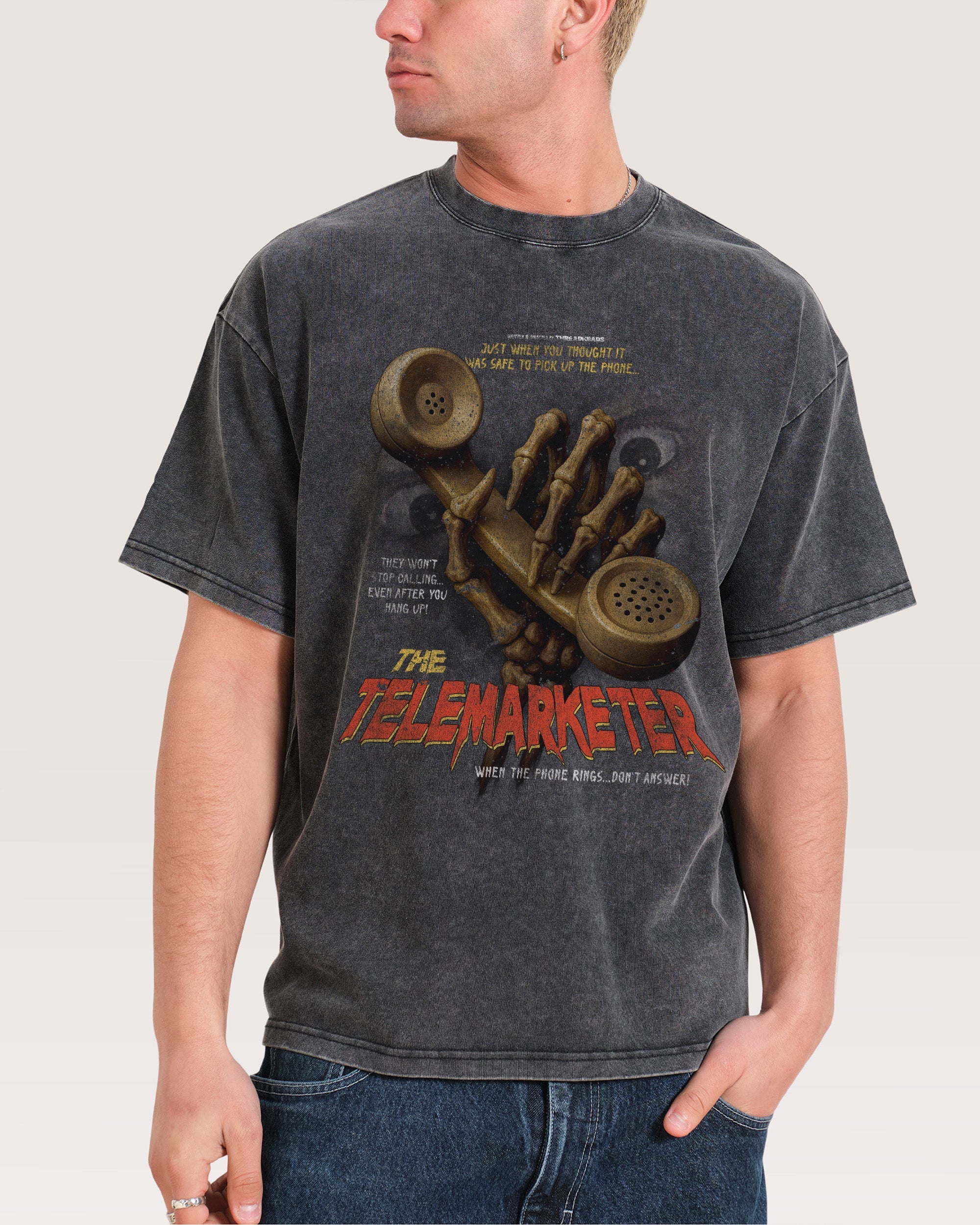 The Telemarketer Black Wash Tee