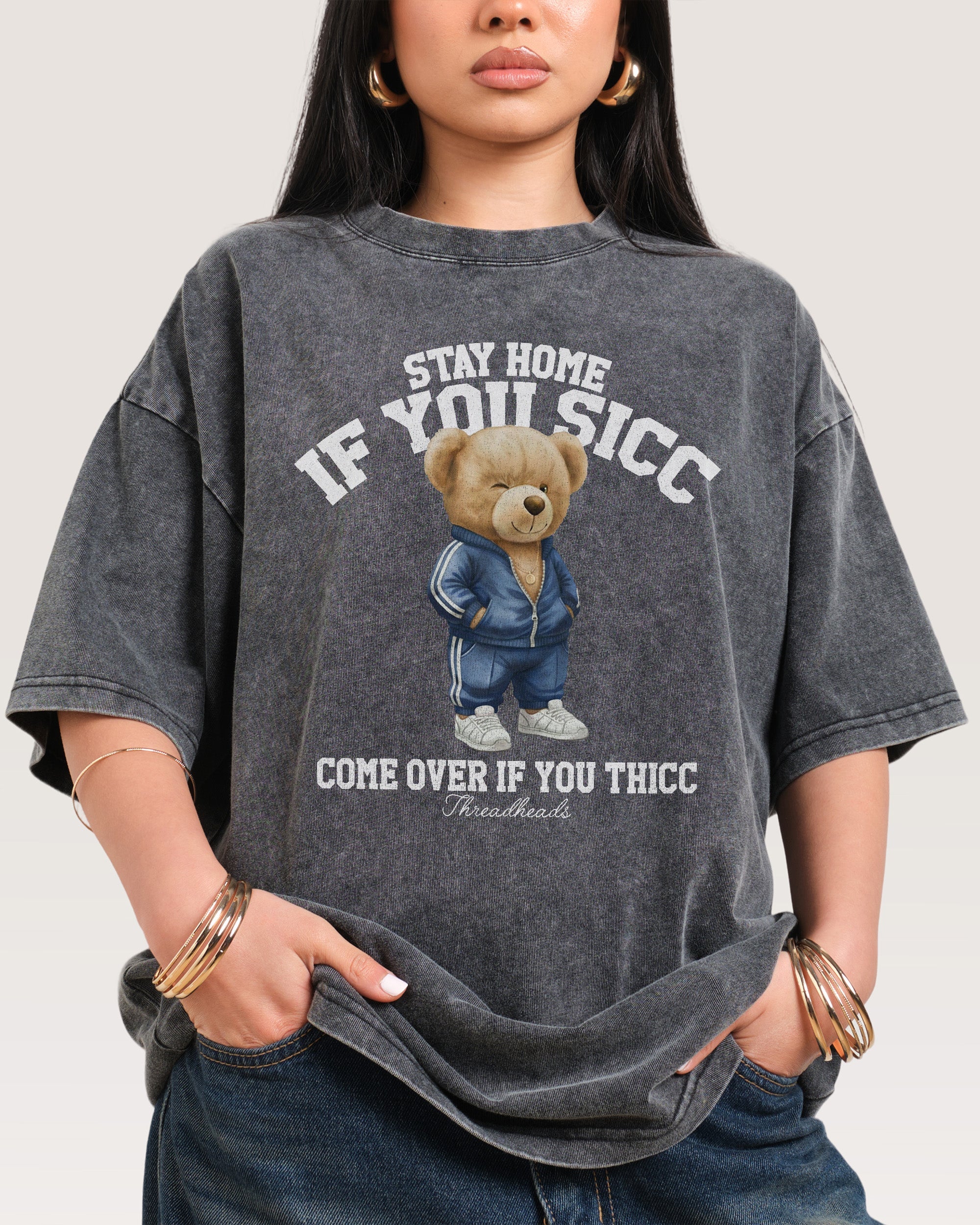 Stay Home if you Sicc Black Wash Tee