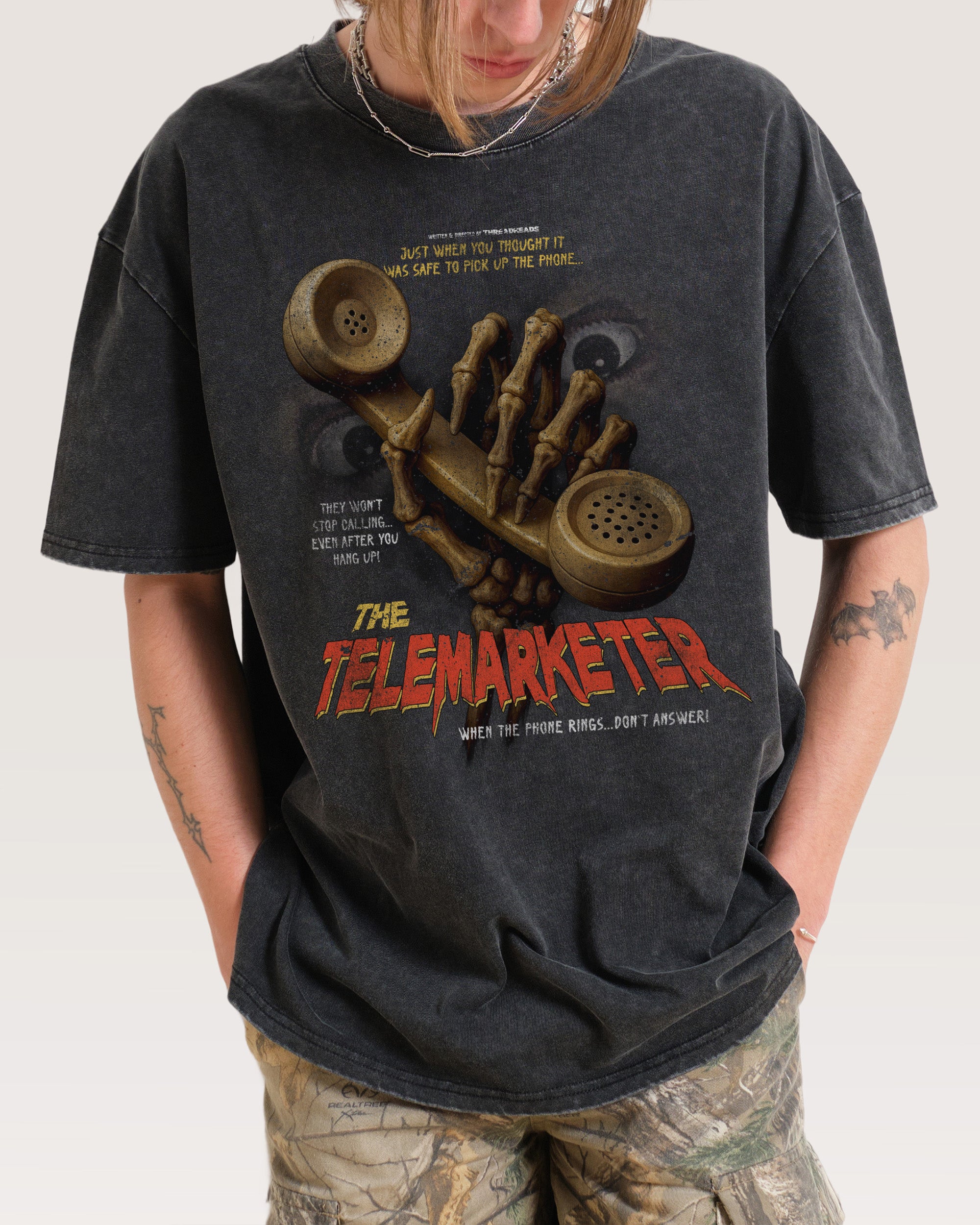 The Telemarketer Black Wash Tee