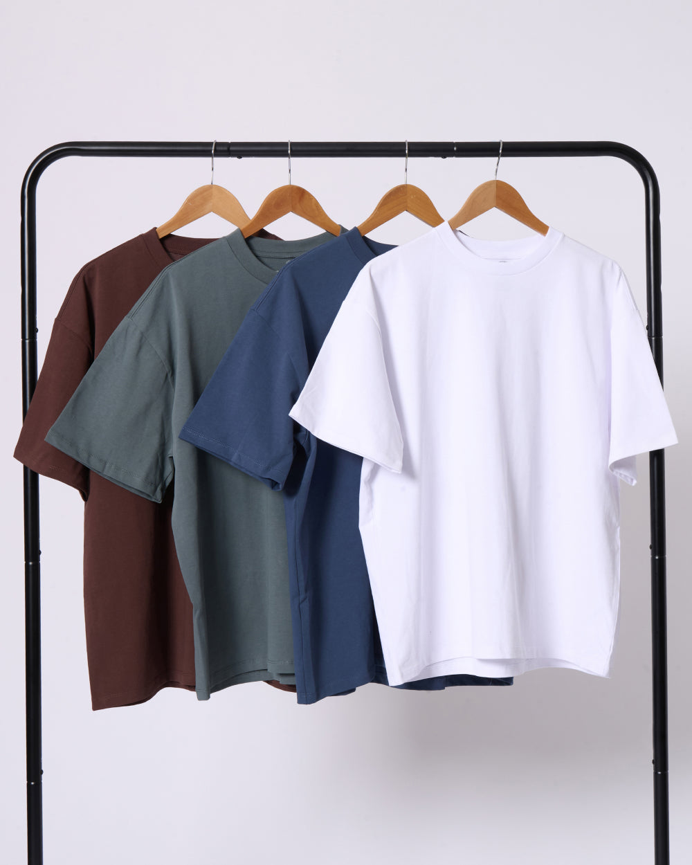 Oversized Tee 4 Pack: Black, Navy, Brown, White Online Australia