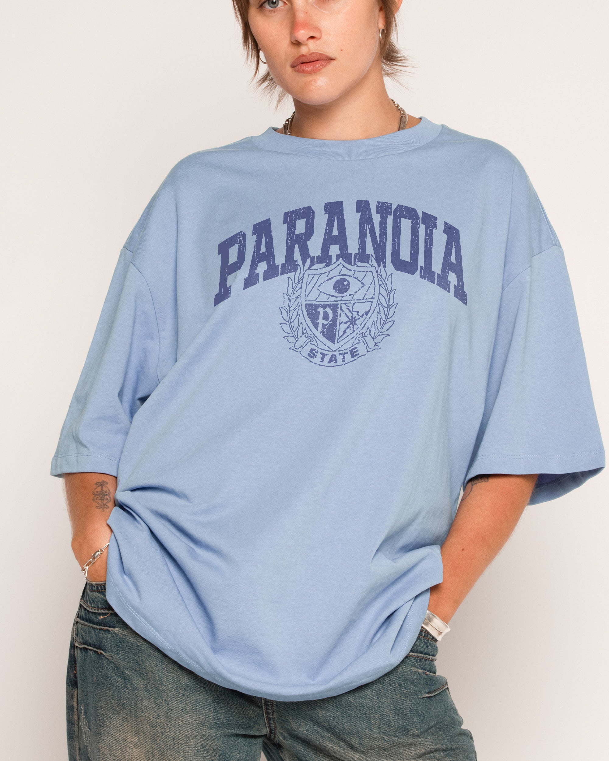 Paranoia State Blue Oversized Tee