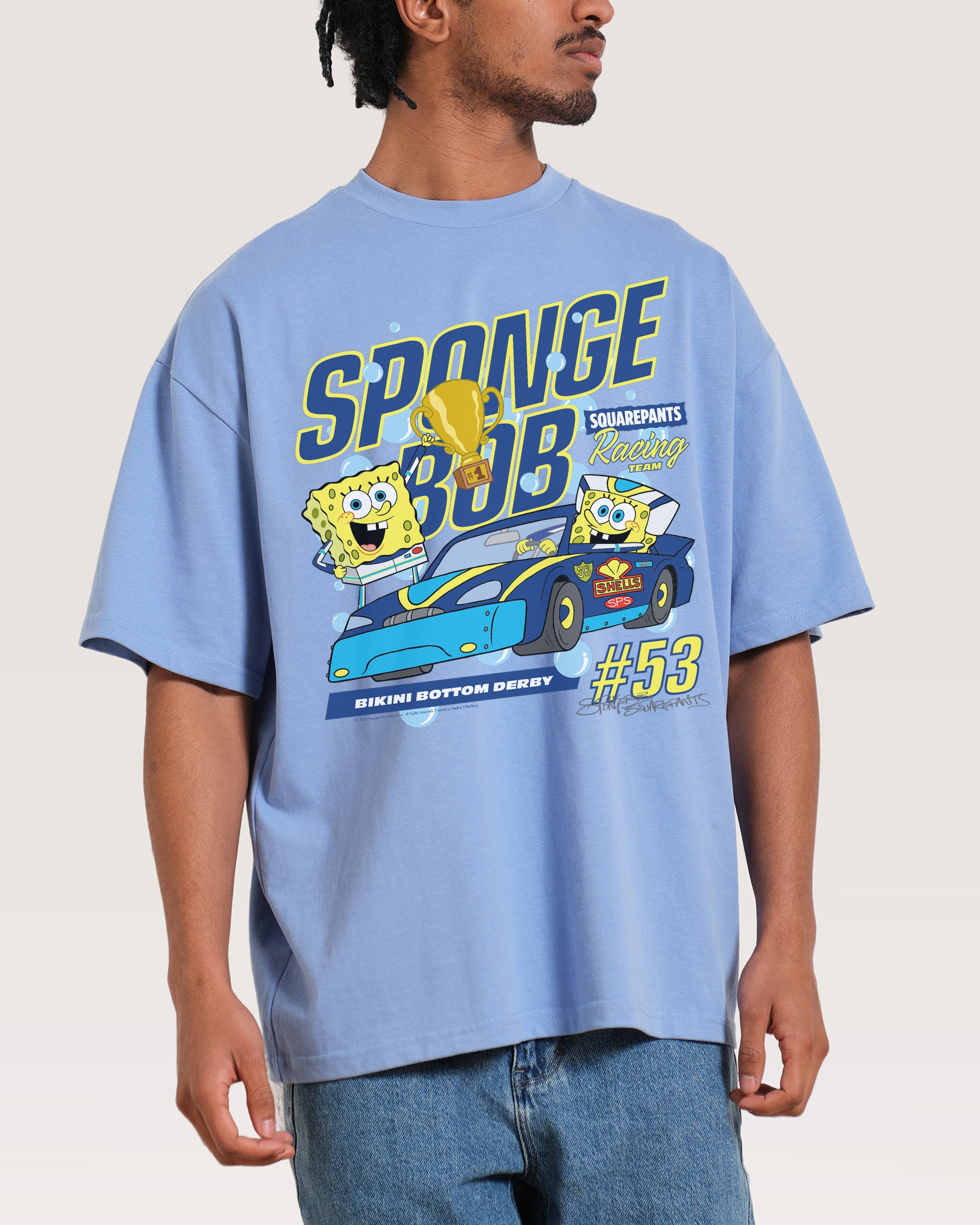 Spongebob Racing Blue Oversized Tee