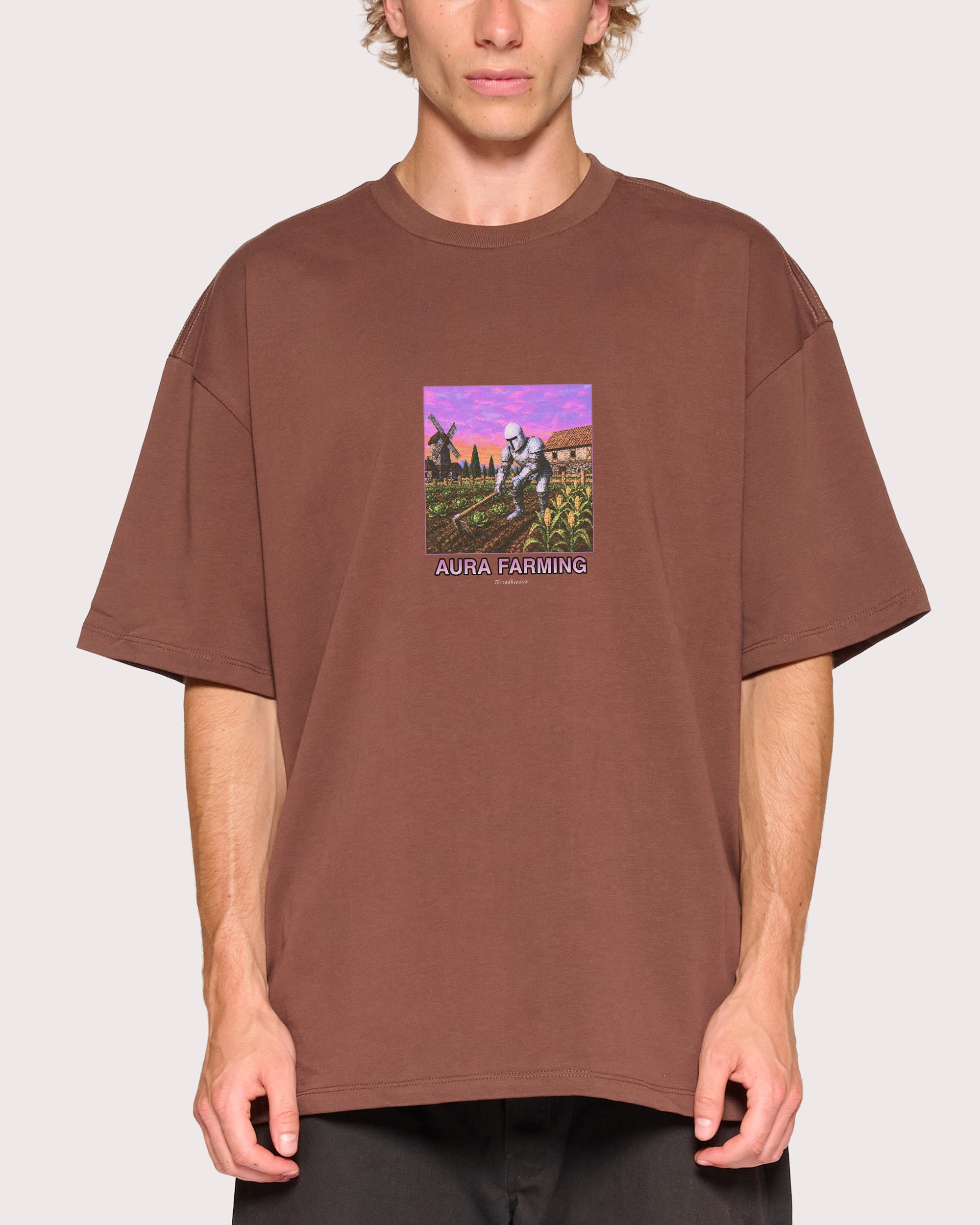 Aura Farming Brown Oversized Tee