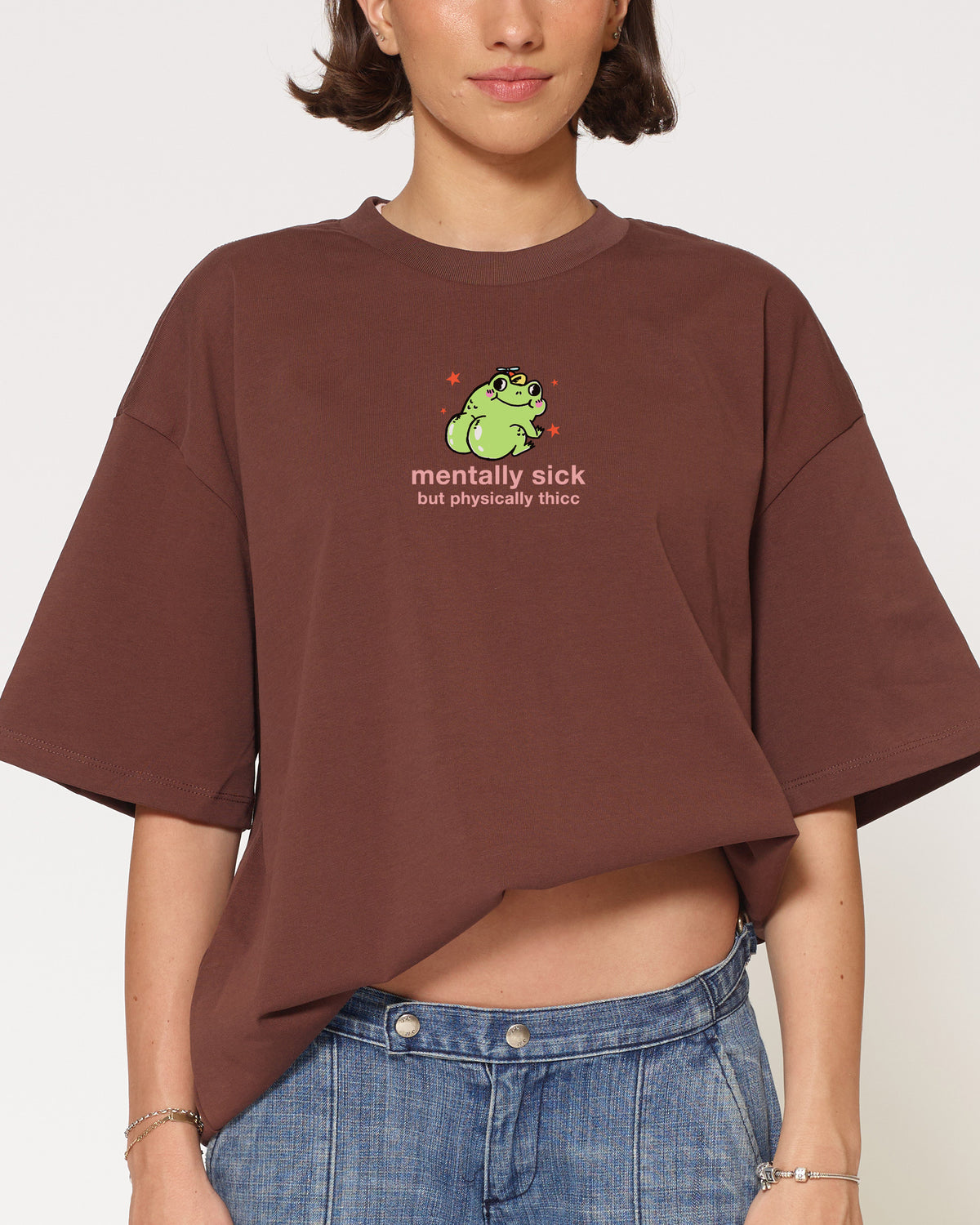 Mentally Sick Brown Oversized Tee