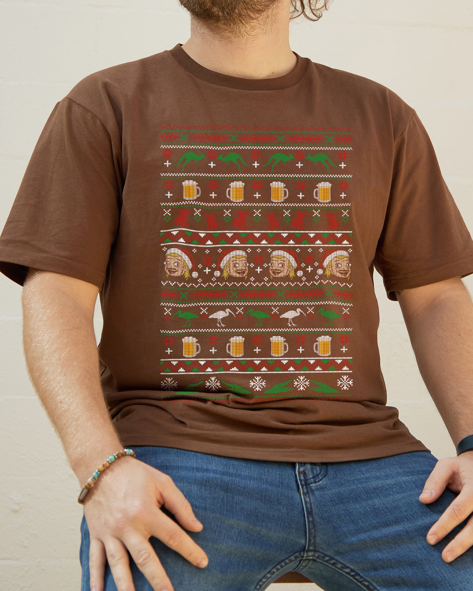 Aussie Ugly Sweater T-Shirt Australia Online Brown