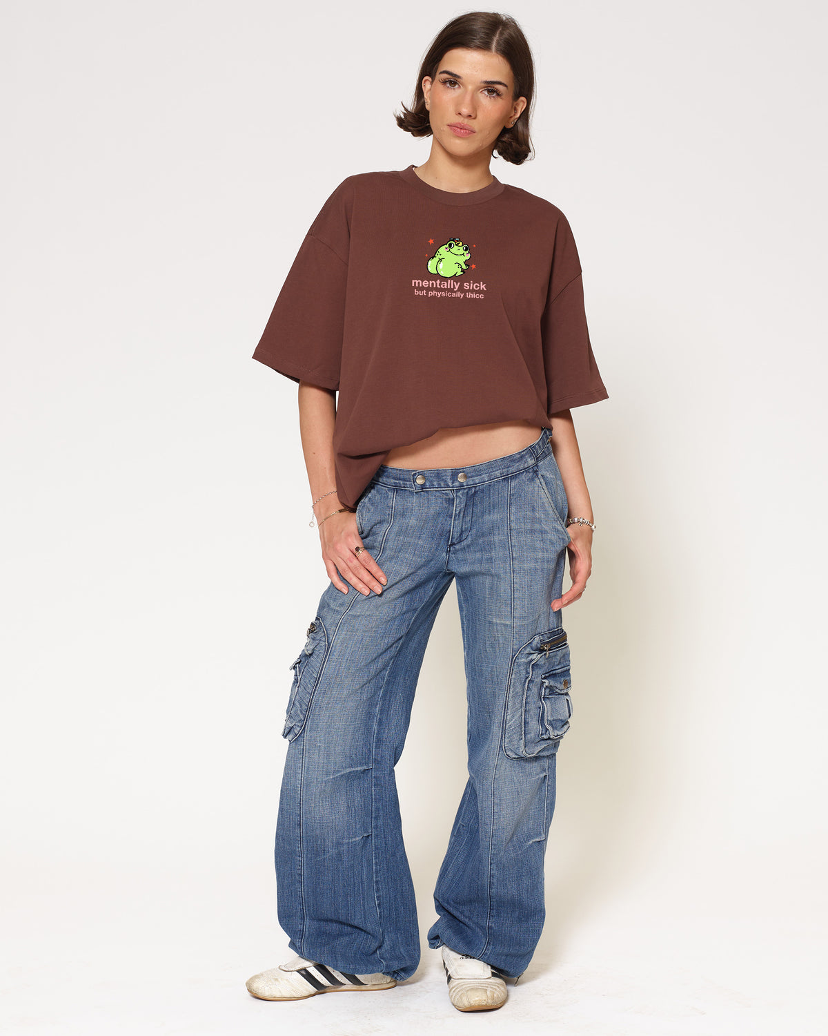 Mentally Sick Brown Oversized Tee