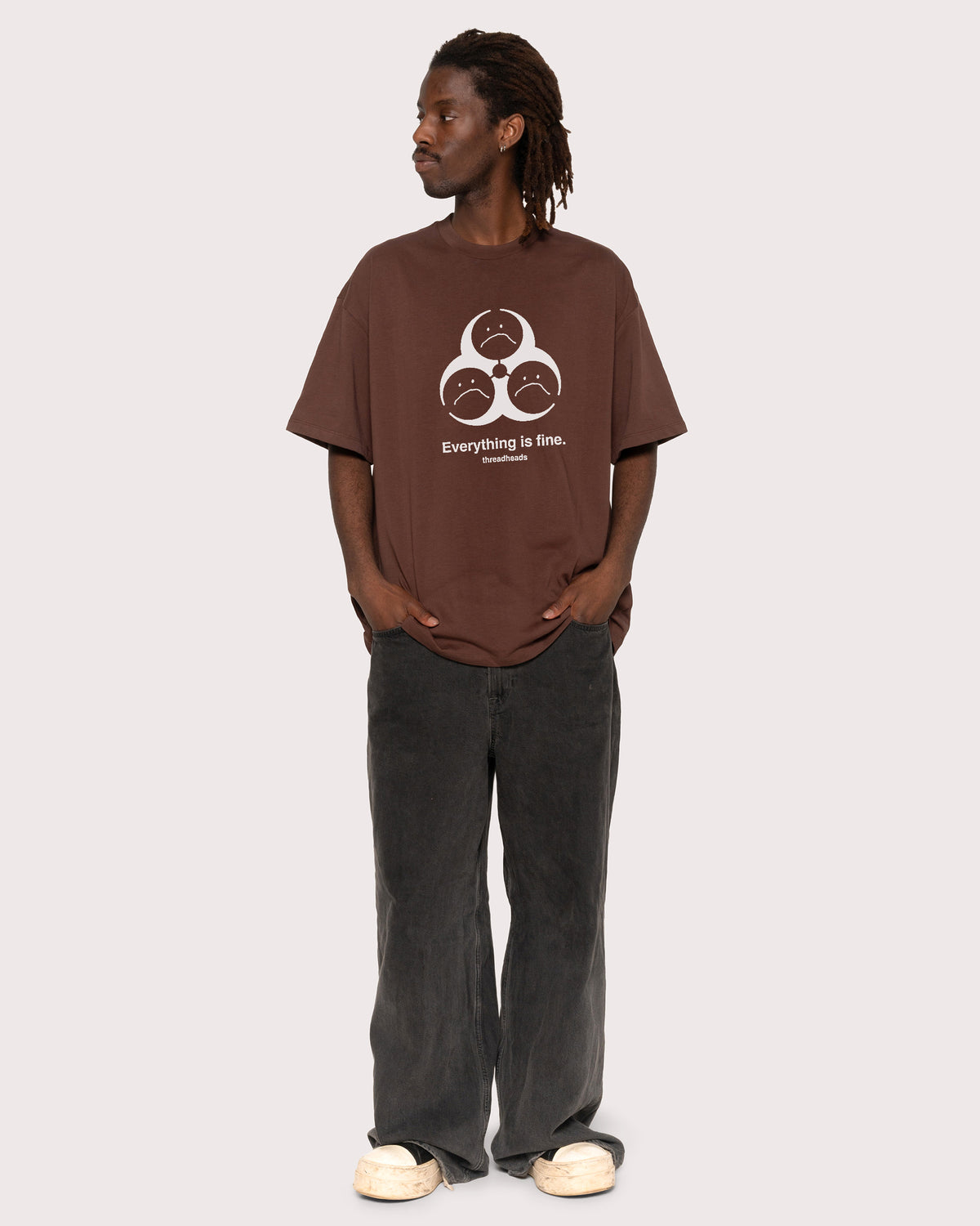 Everything Is Fine Biohazard Brown Oversized Tee