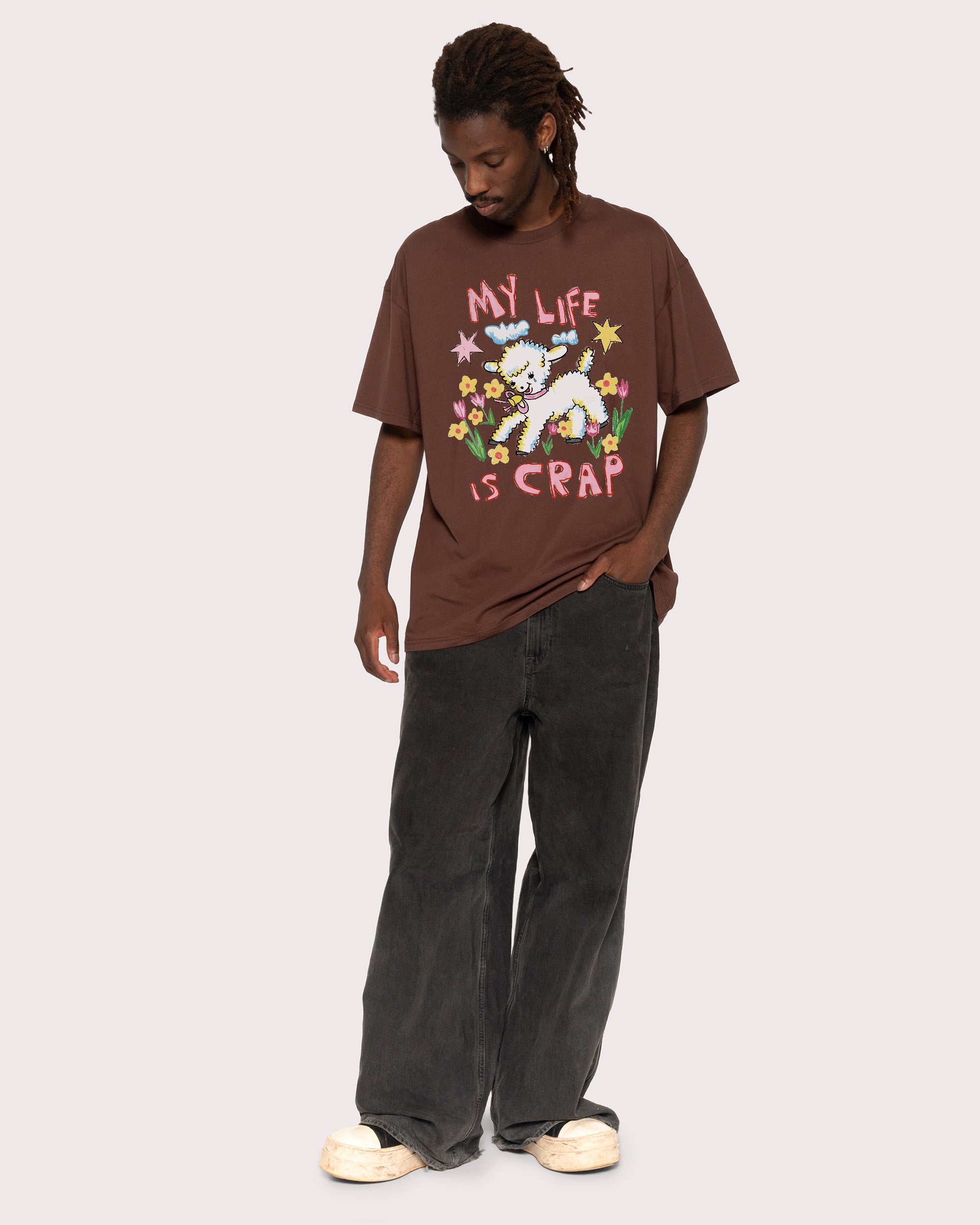 My Life is Crap Brown Oversized Tee