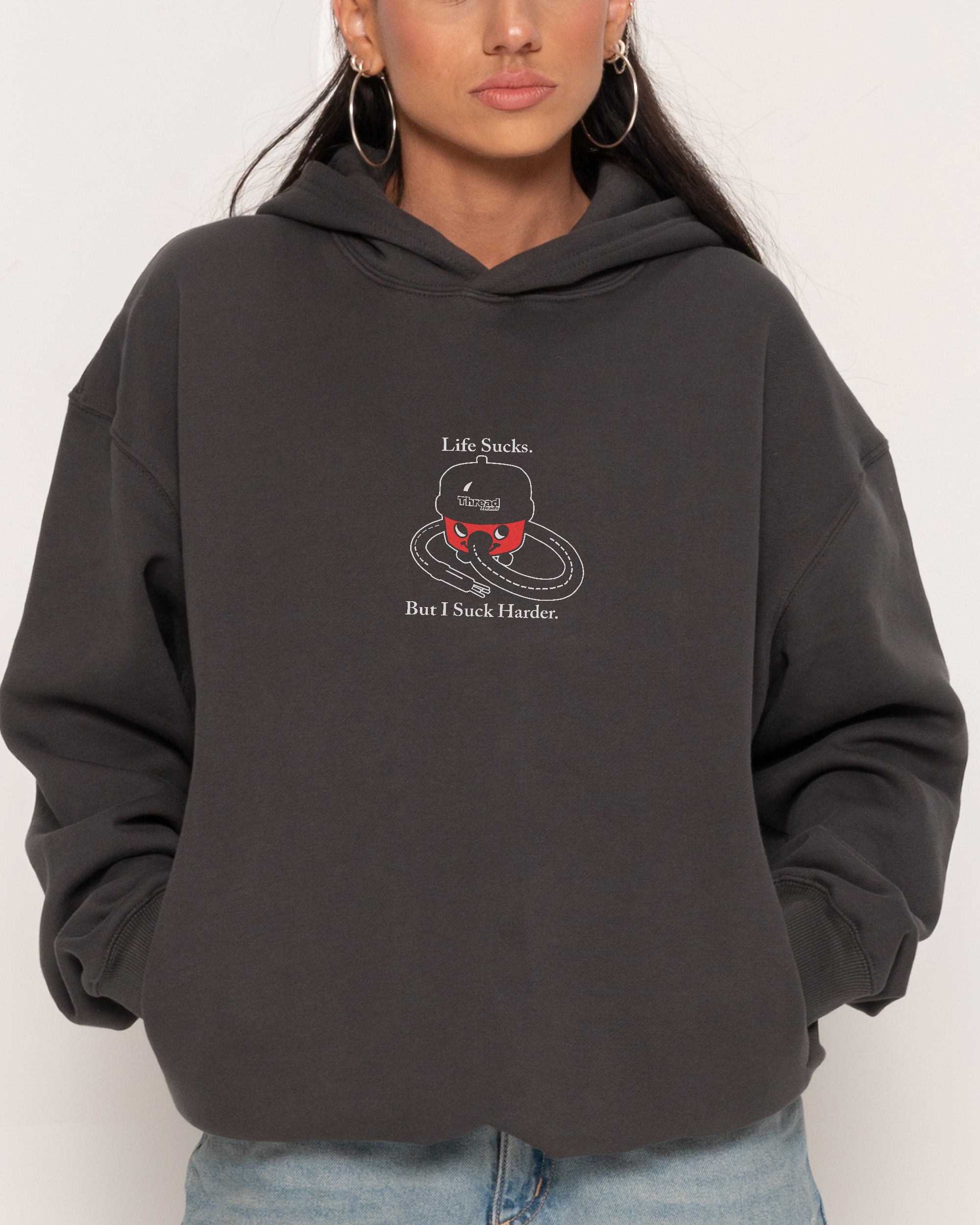Life Sucks Charcoal Hoodie