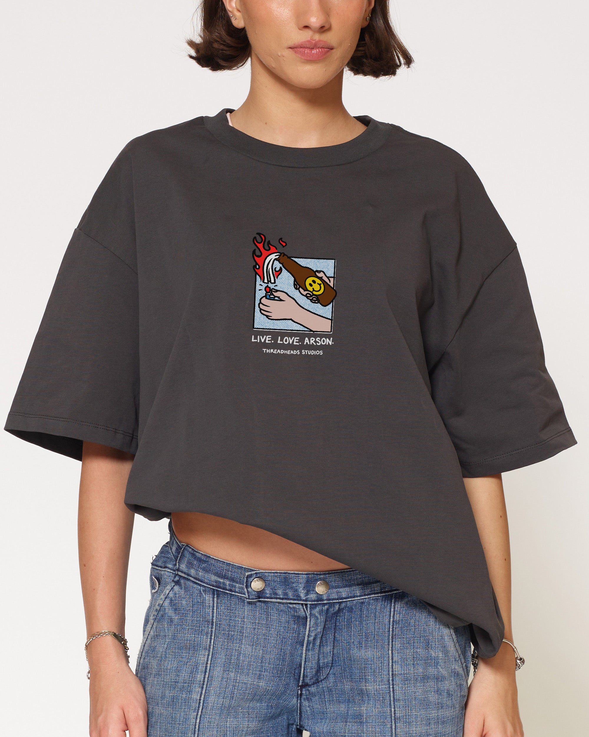 Live. Love. Arson Charcoal Oversized Tee