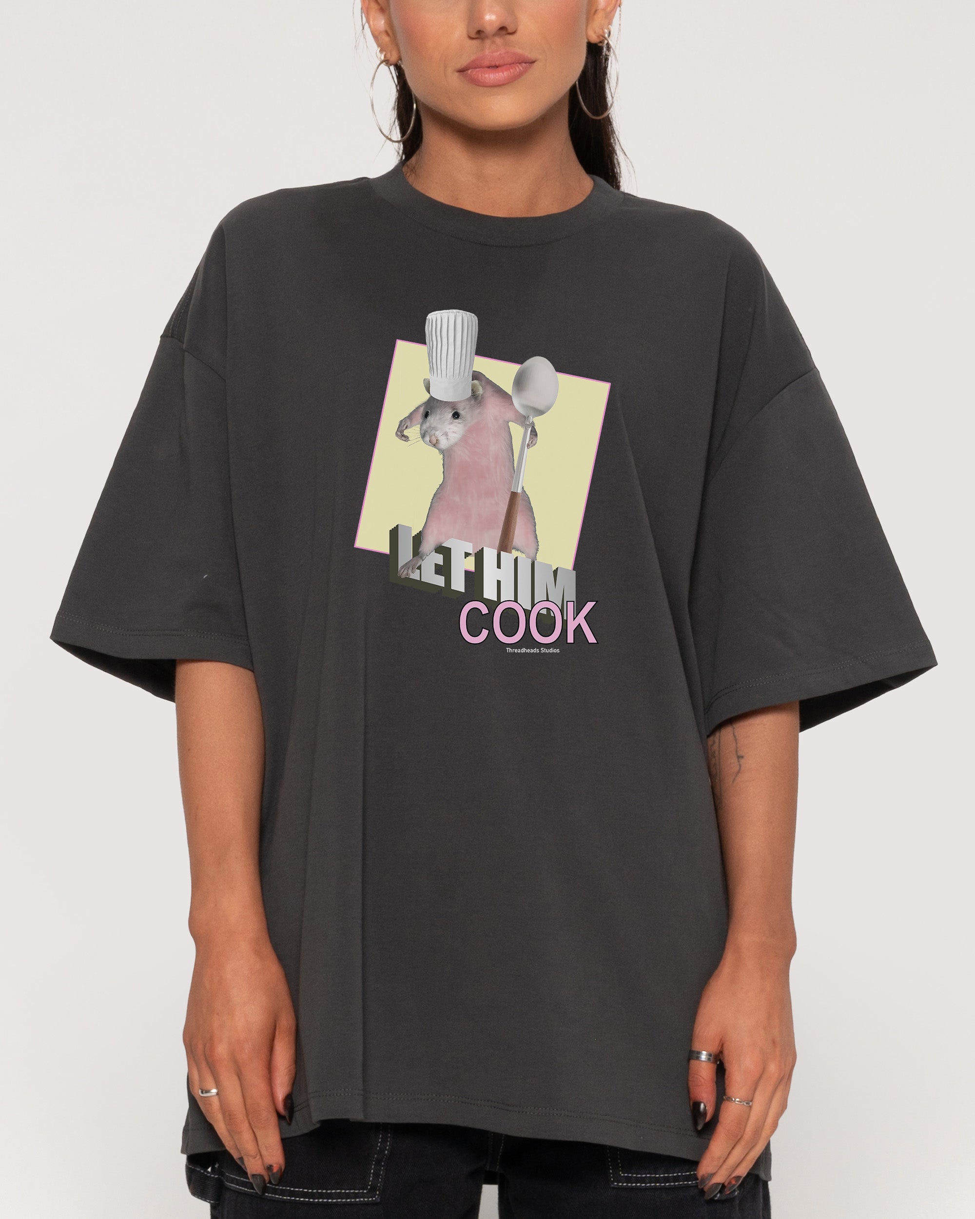 Let Him Cook Charcoal Oversized Tee