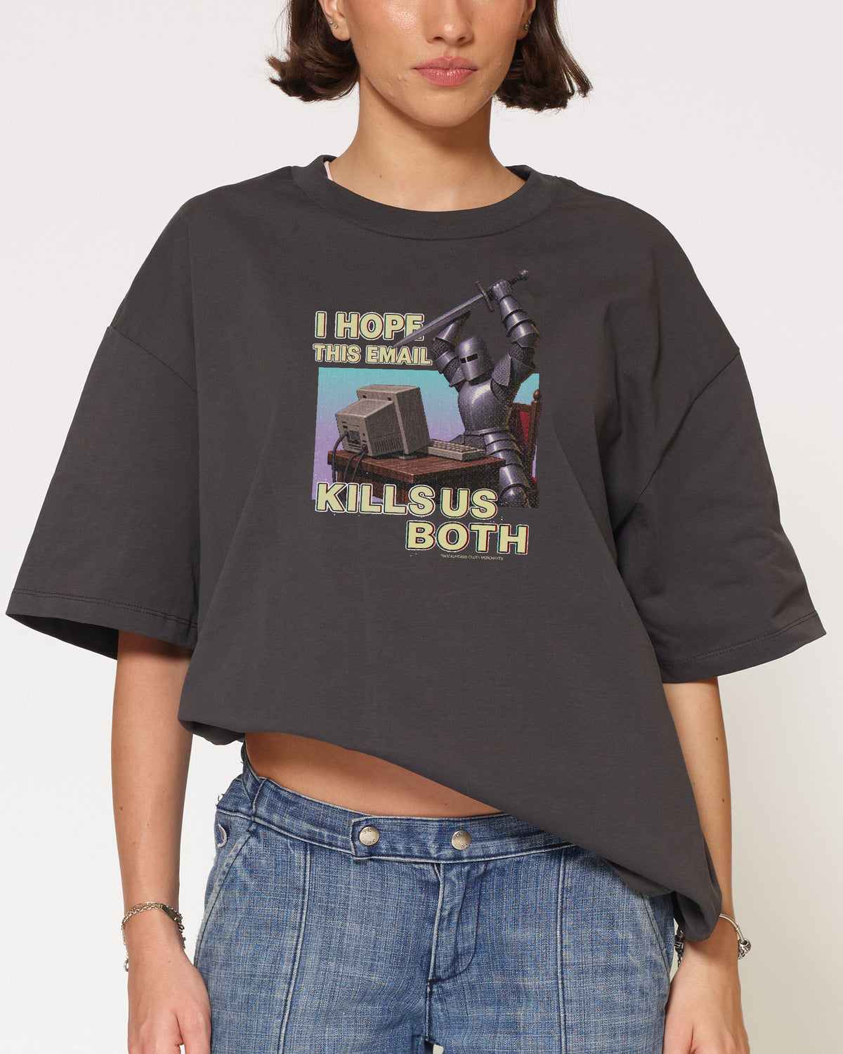 Killer Email Charcoal Oversized Tee