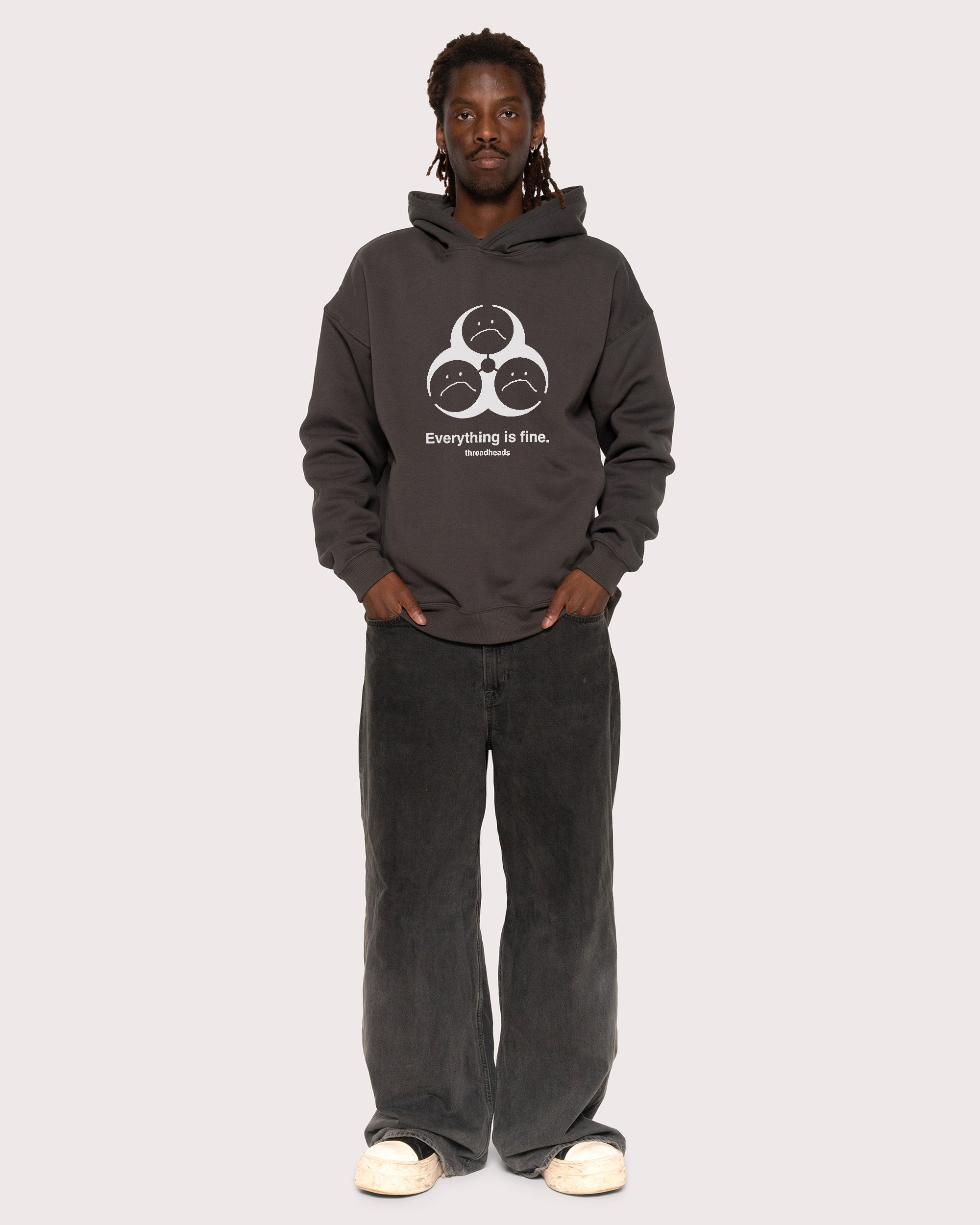 Everything Is Fine Biohazard Charcoal Hoodie