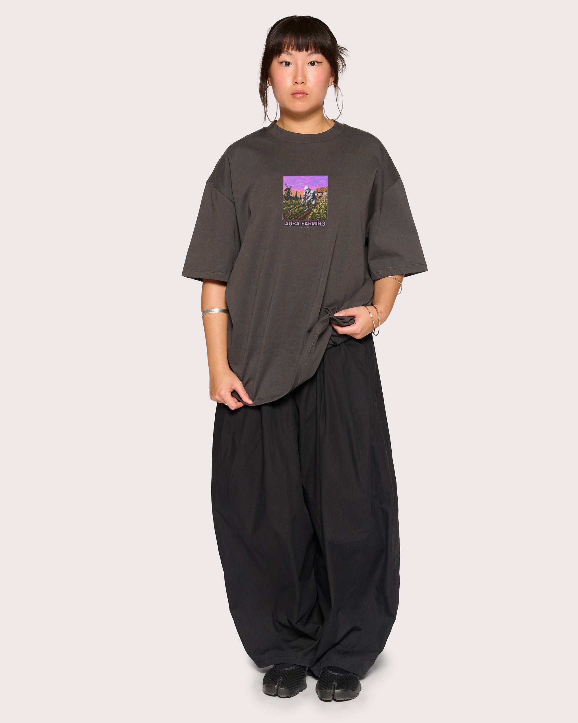 Aura Farming Charcoal Oversized Tee