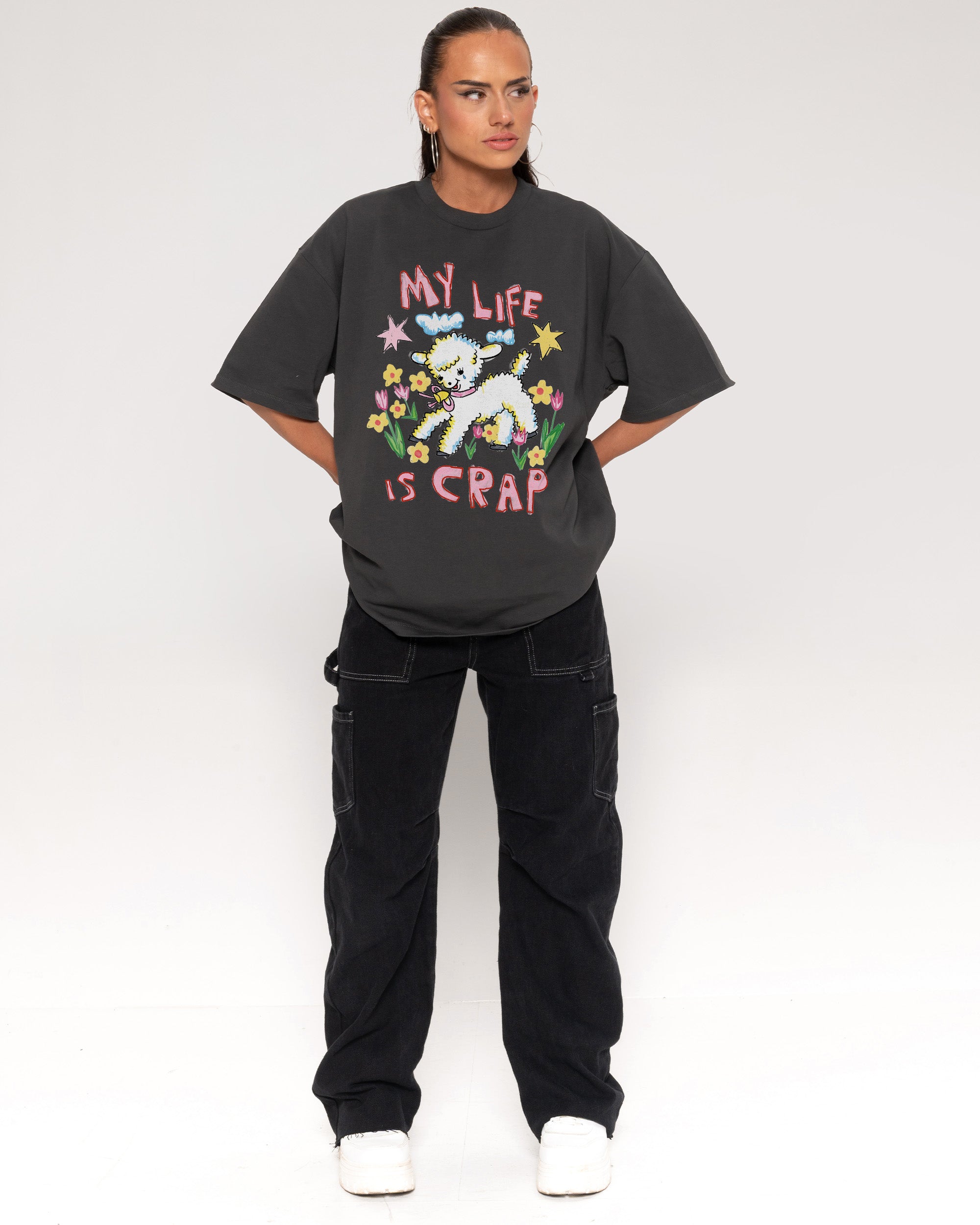 My Life is Crap Charcoal Oversized Tee