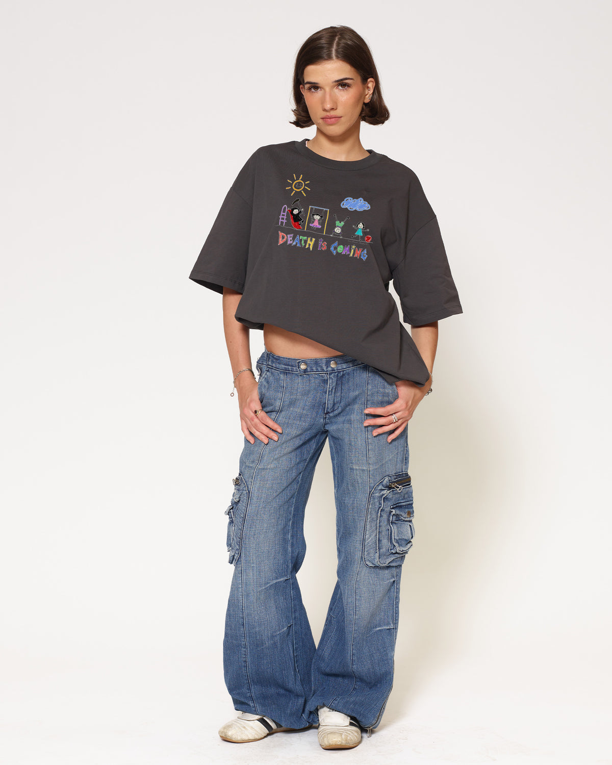 Death is Coming Charcoal Oversized Tee
