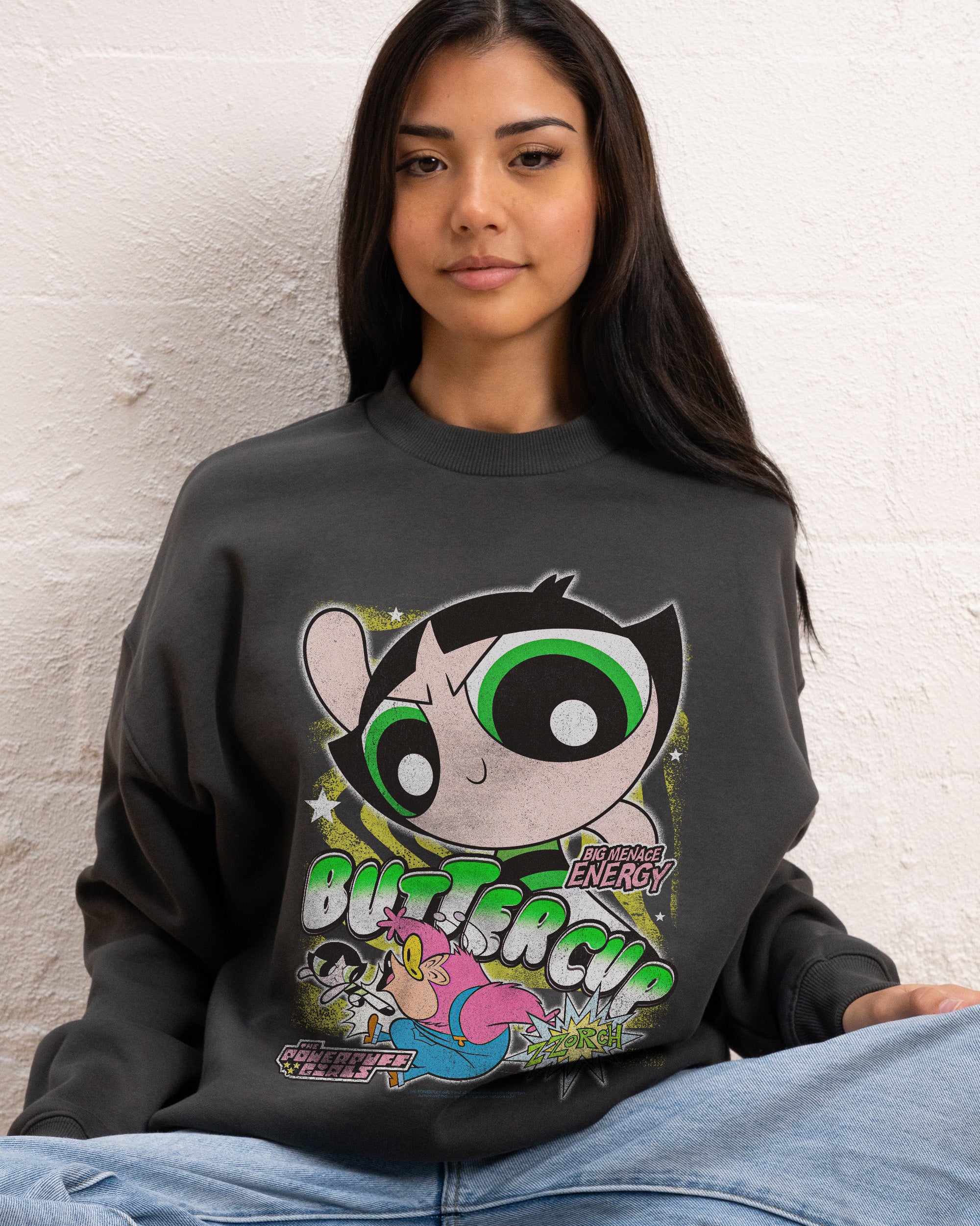 Buttercup Sweatshirt | The Powerpuff Girls | Thick and Comfy | 2XL | Charcoal | Boxy Fit | Threadheads