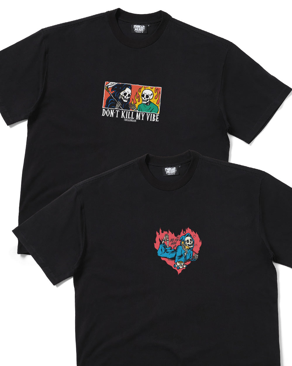 Dual Fabric Oversized Tee - Black