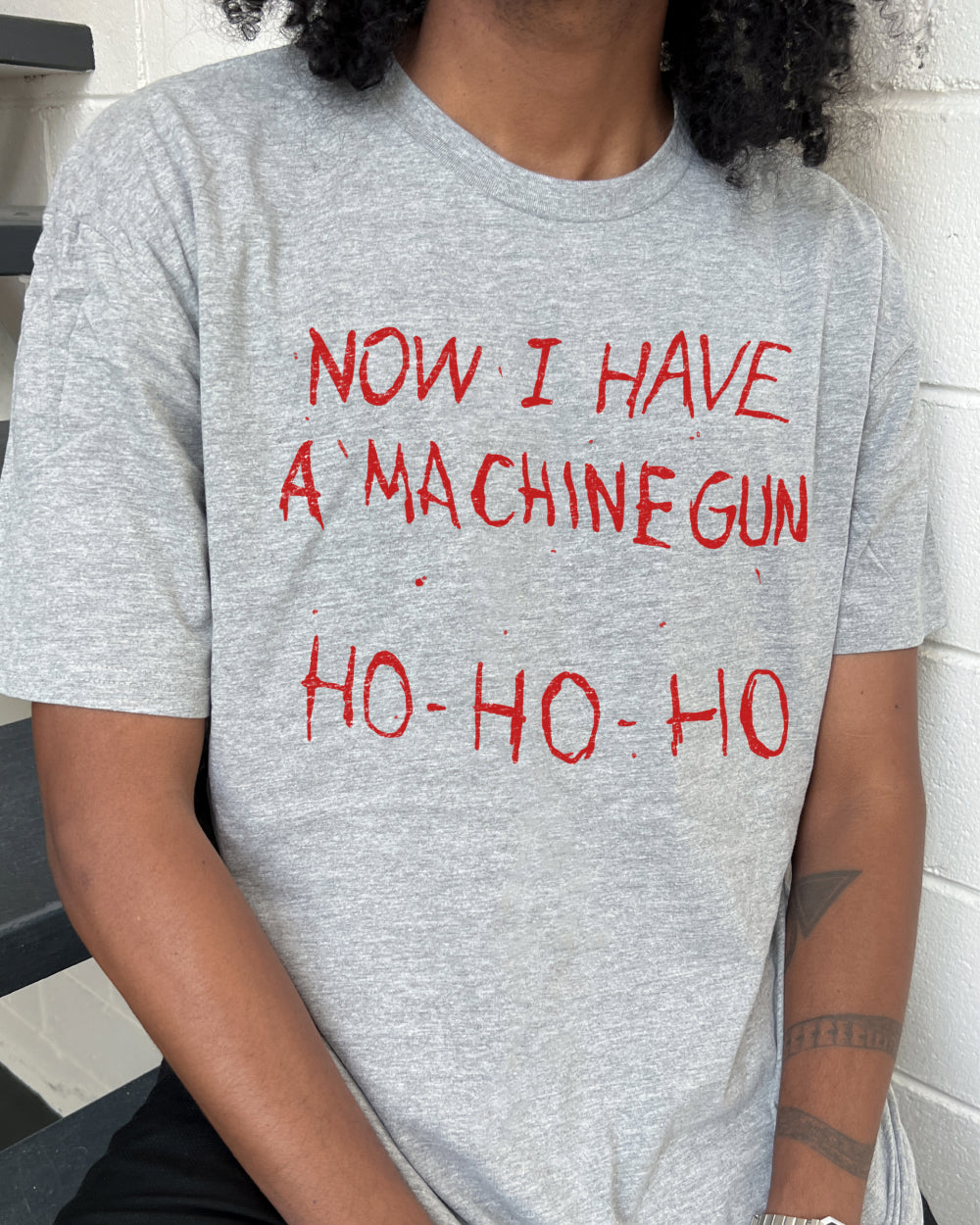 Machine Gun Ho-Ho-Ho T-Shirt Australia Online #colour_grey